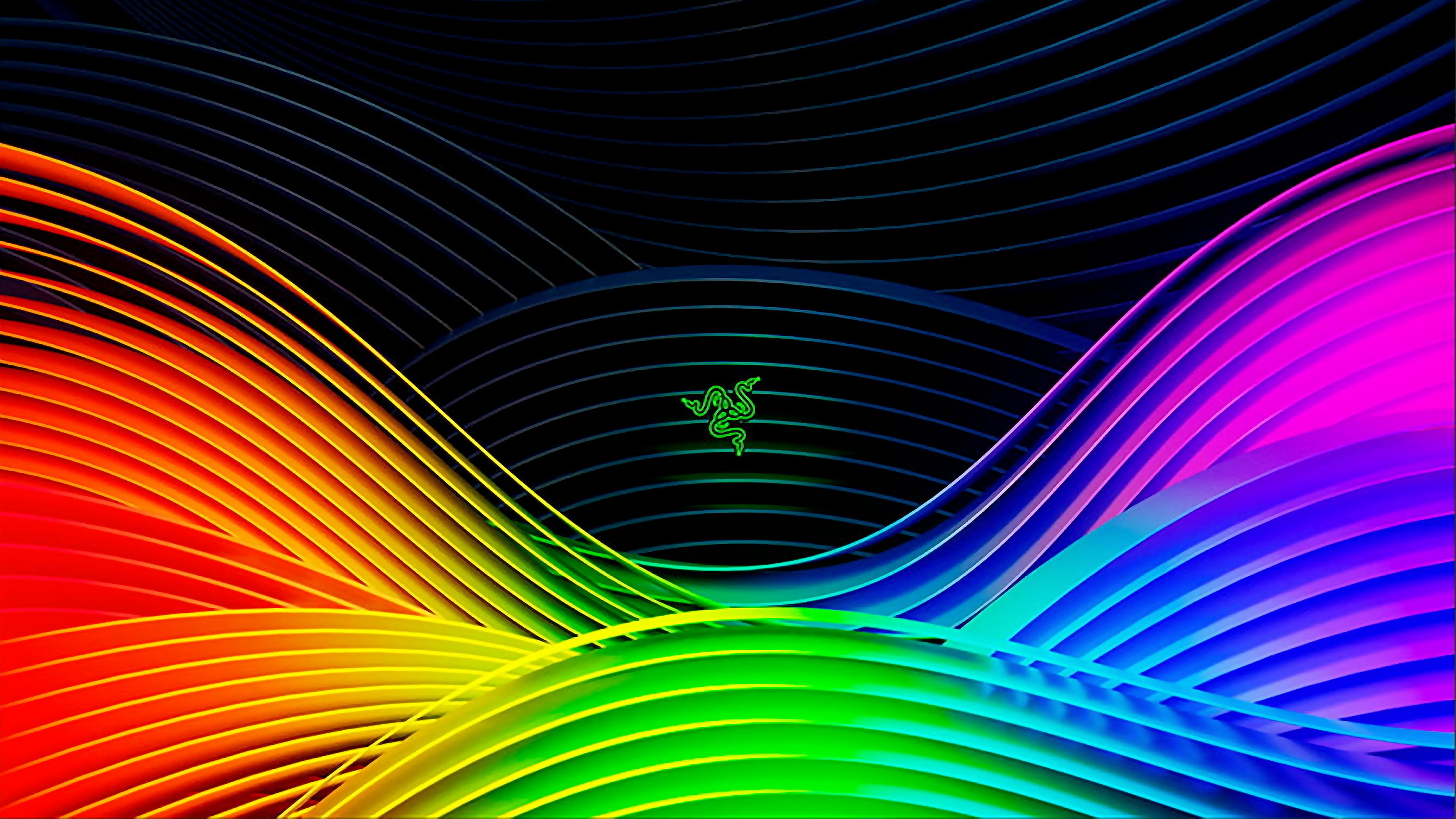 Logo Razer linee arcobaleno, 3840x2160 4K Ultra HD, Monitor 4K