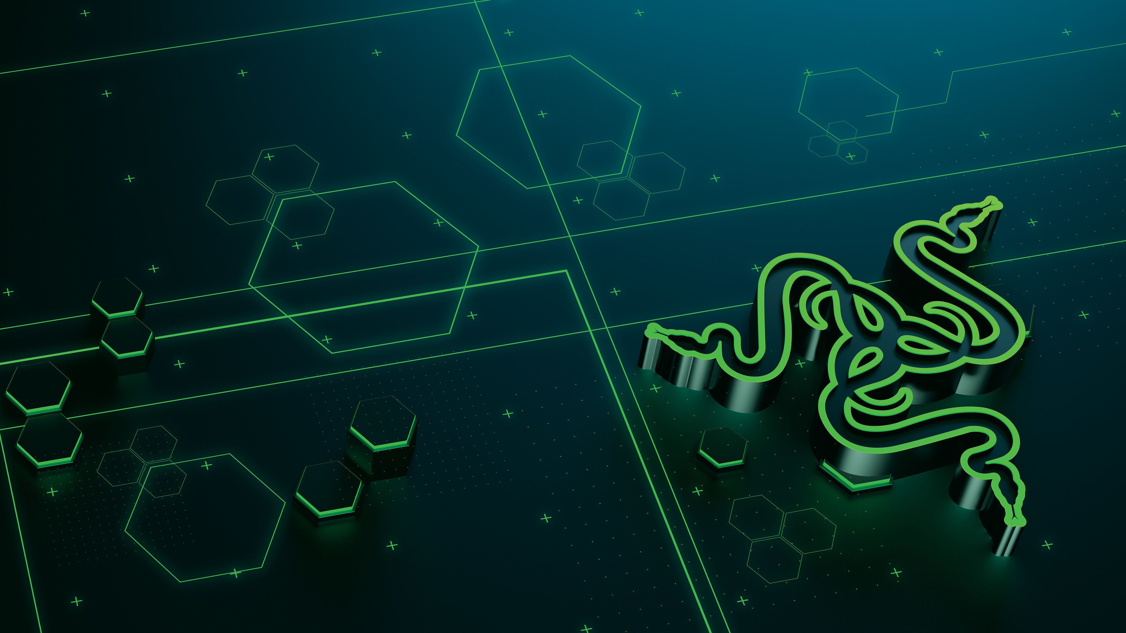 Logo Razer verde su griglia, 3840x2160 Ultra HD, Monitor 4K