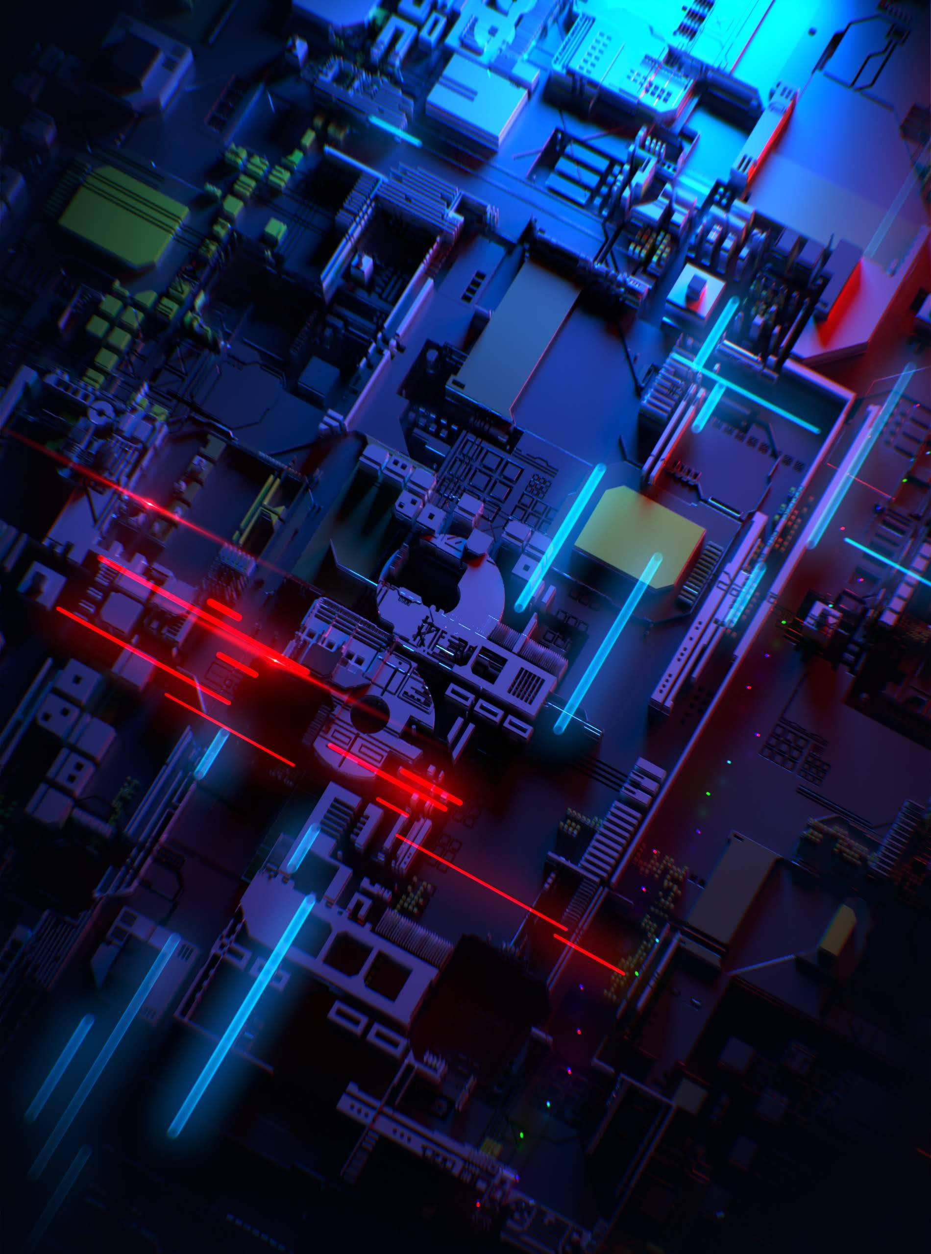 Circuito futuristico blu e rosso, 1900x2560 Full HD Verticale, iPhone