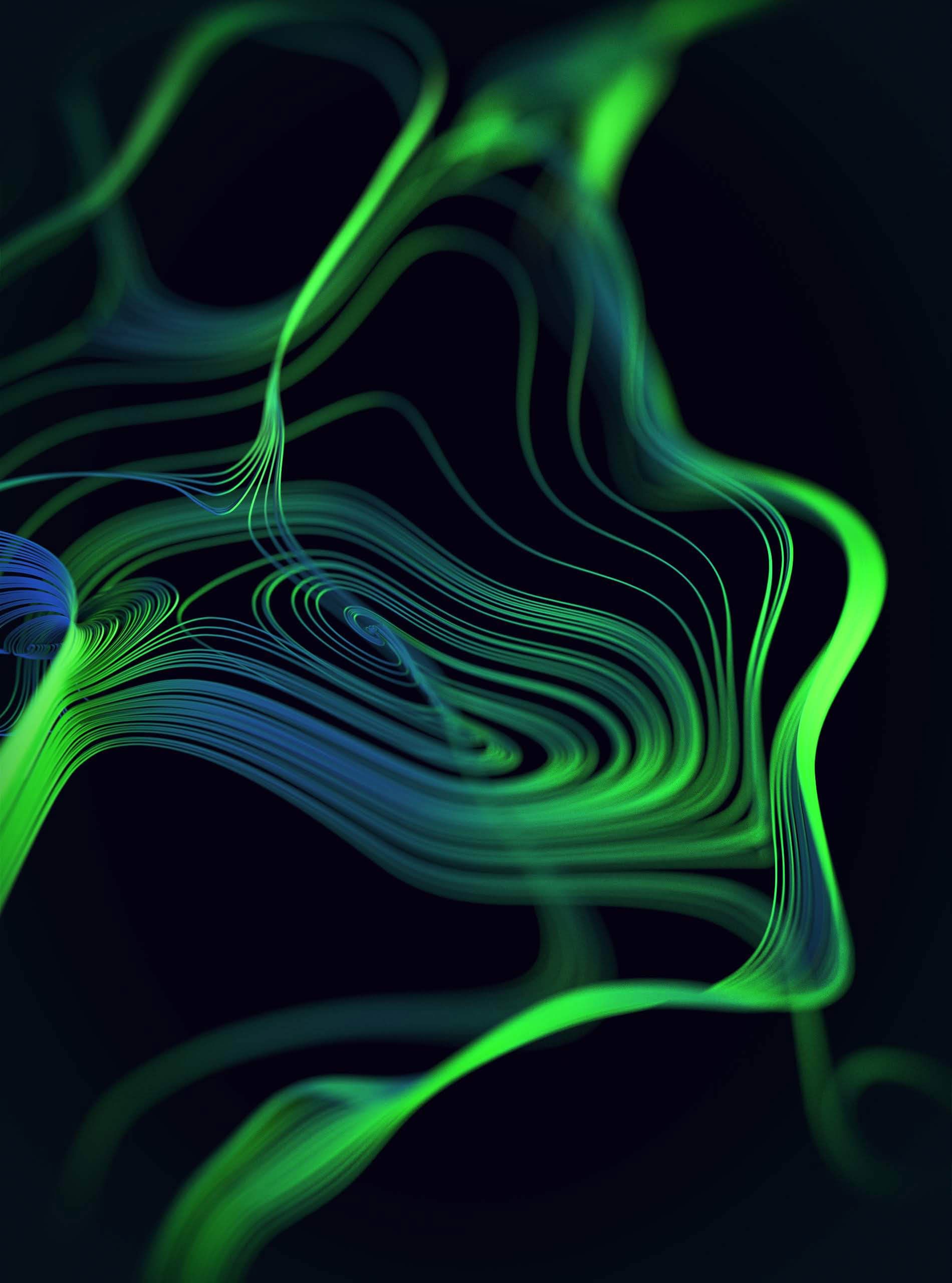 Onde astratte verde e blu, 1900x2560 Full HD Verticale, Smartphone