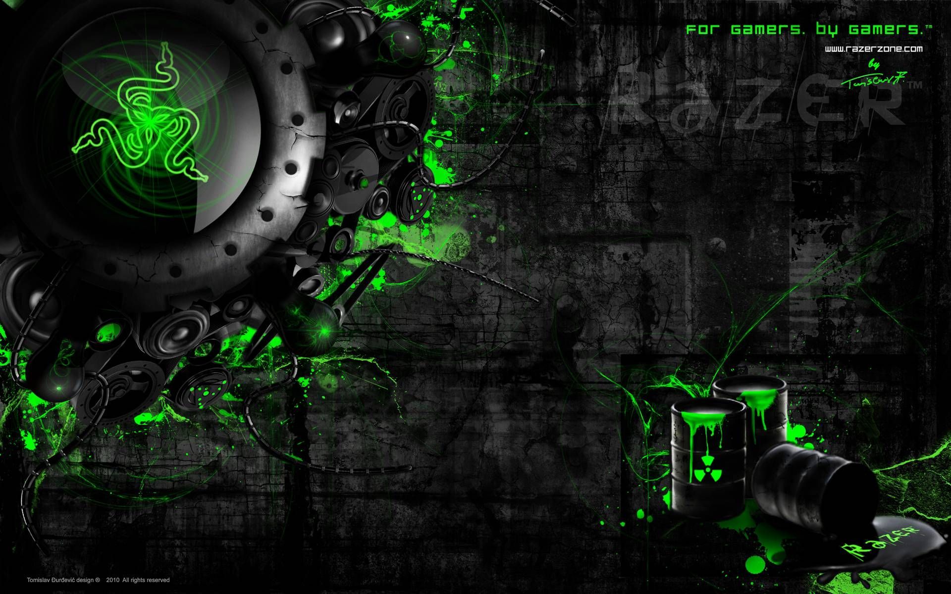Logo Razer verde su nero, 1920x1200 WUXGA, Desktop