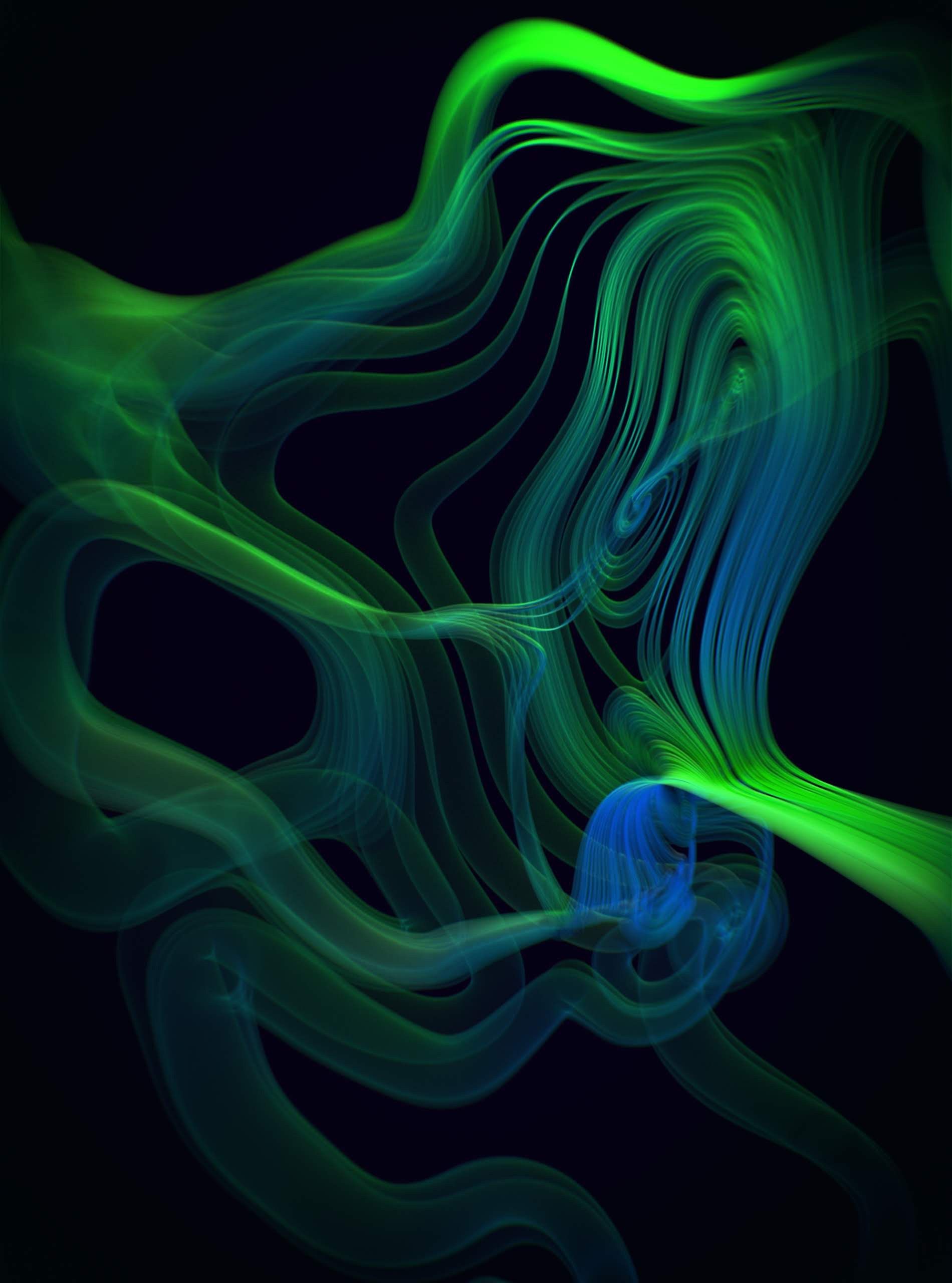 Onde astratte verde e blu, 1900x2560 Verticale, Mobile