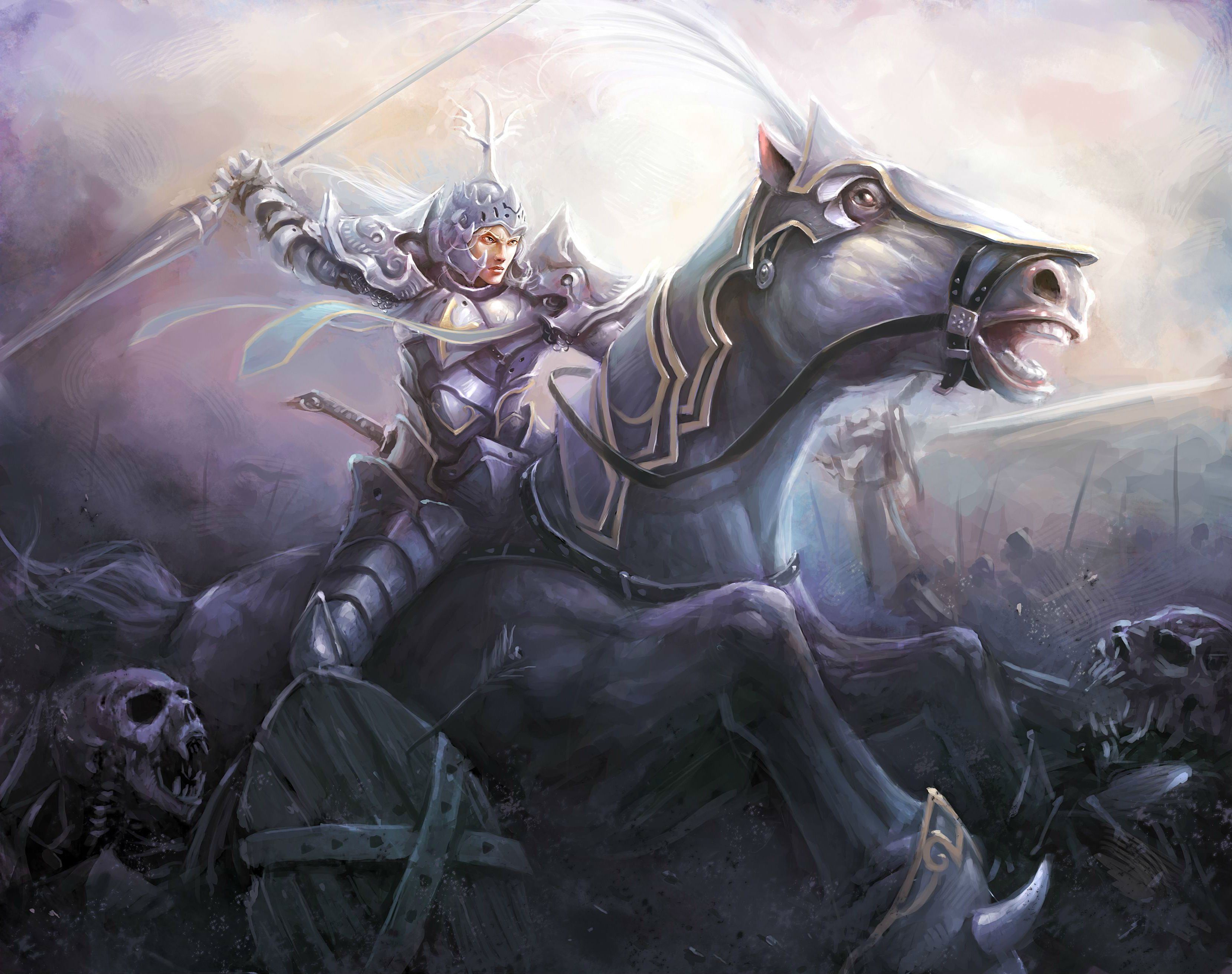 Cavaliere guerriero su cavallo battaglia, 3318x2622 2K+, Desktop