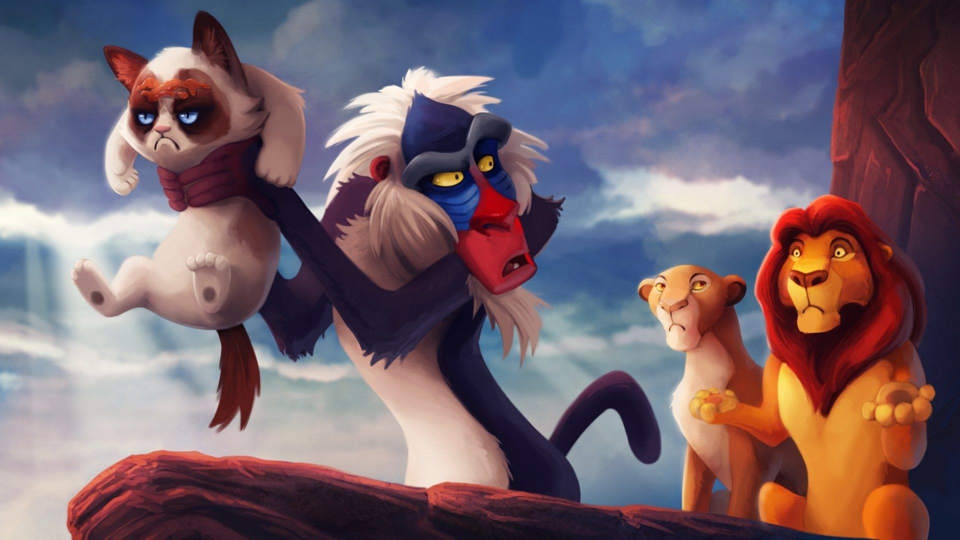 Rafiki con Simba e Nala, 1920x1080 Full HD 1080p, PC