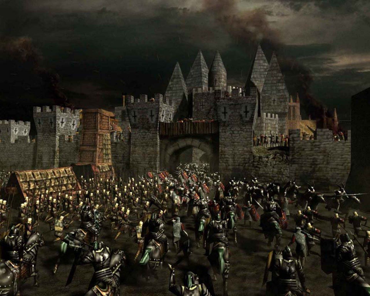 Battaglia medievale davanti al castello, 1280x1024 720p, Laptop