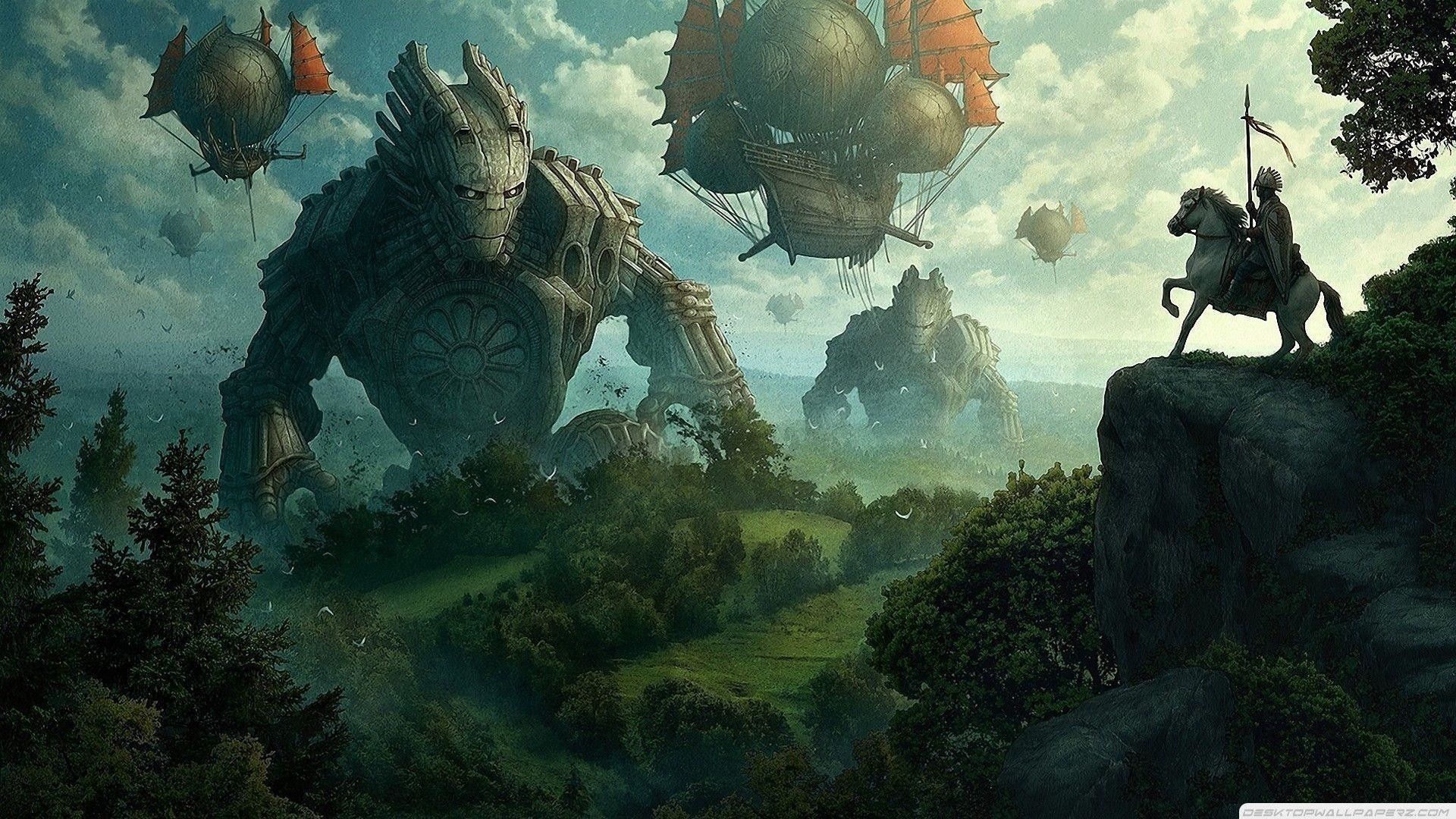 Cavaliere golem giganti mongolfiere, 1920x1080 Full HD, Desktop