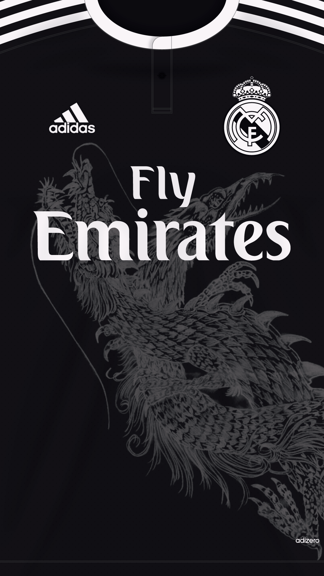 Maglia Real Madrid nera drago, calcio, 1055x1875 Verticale, Mobile