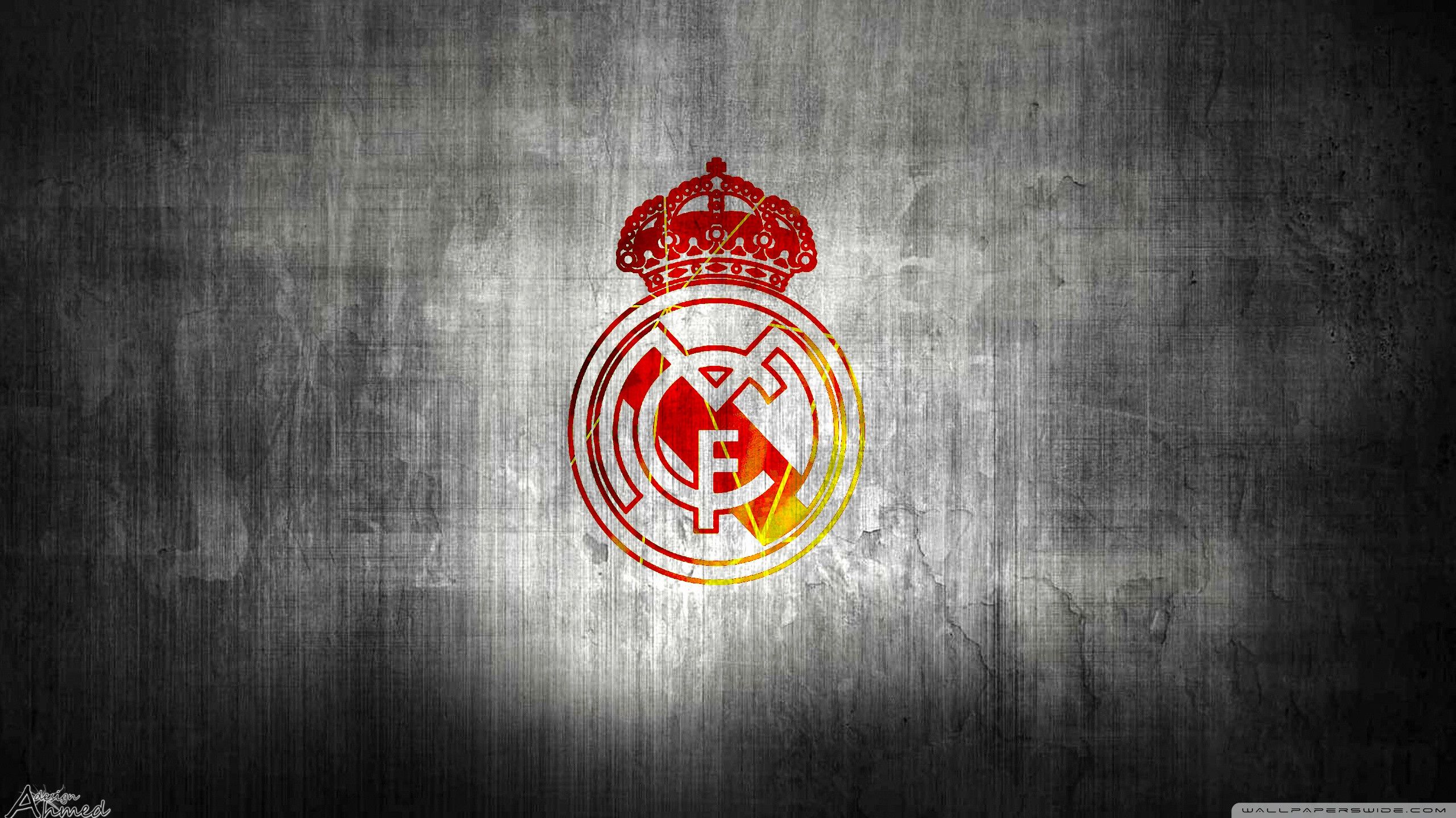 Logo Real Madrid metallo grigio, 2560x1440 1440p, Desktop