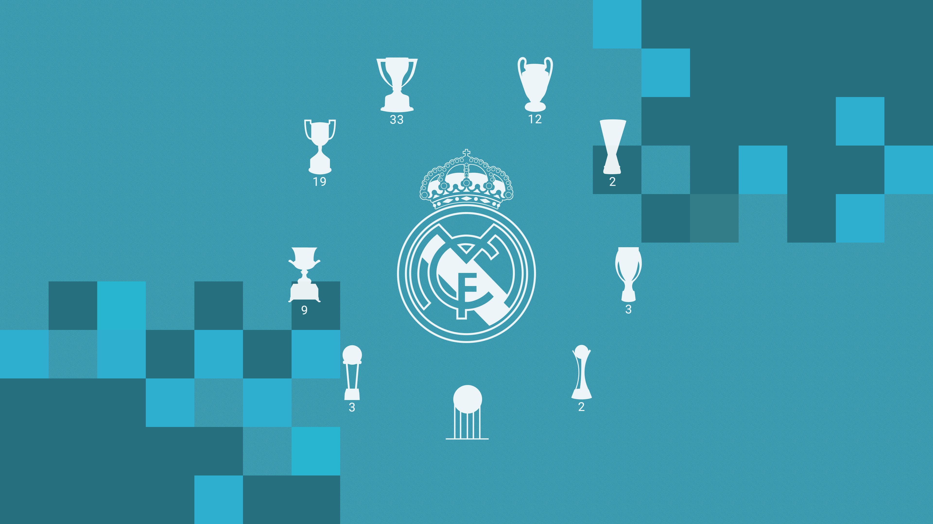 Logo Real Madrid con trofei, 3840x2160 Ultra HD, 4K TV