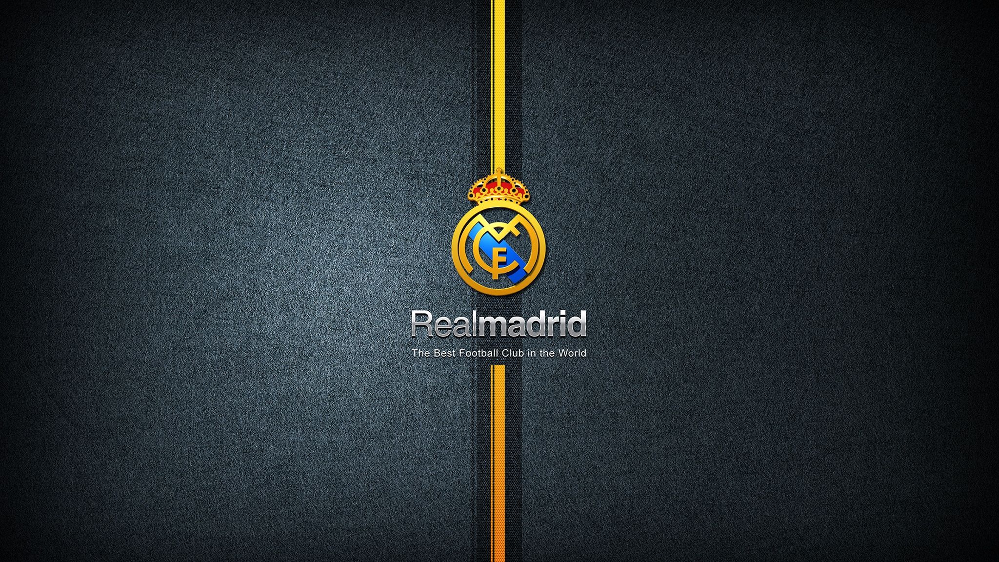 Logo Real Madrid sfondo grigio, 2048x1152 alta risoluzione, Desktop