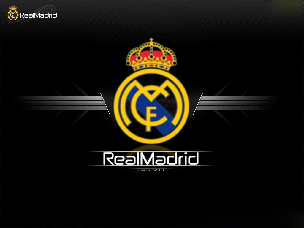 Logo Real Madrid sfondo nero, 1024x768 HD, PC