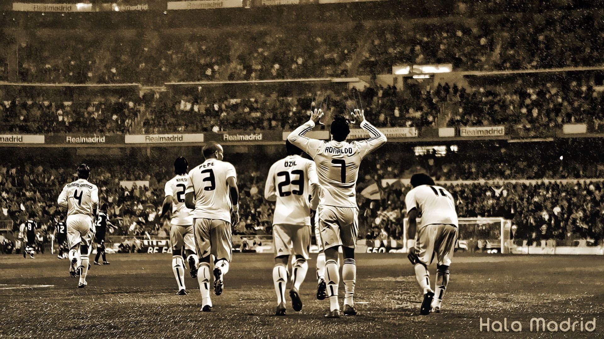 Giocatori Real Madrid esultanza stadio, 1920x1080 Full HD, Laptop