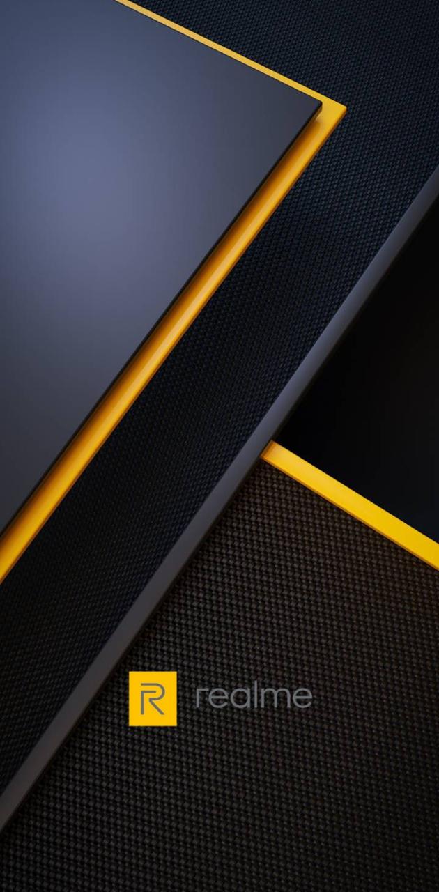 Logo Realme geometrico nero-giallo, 630x1280 Verticale, Telefono