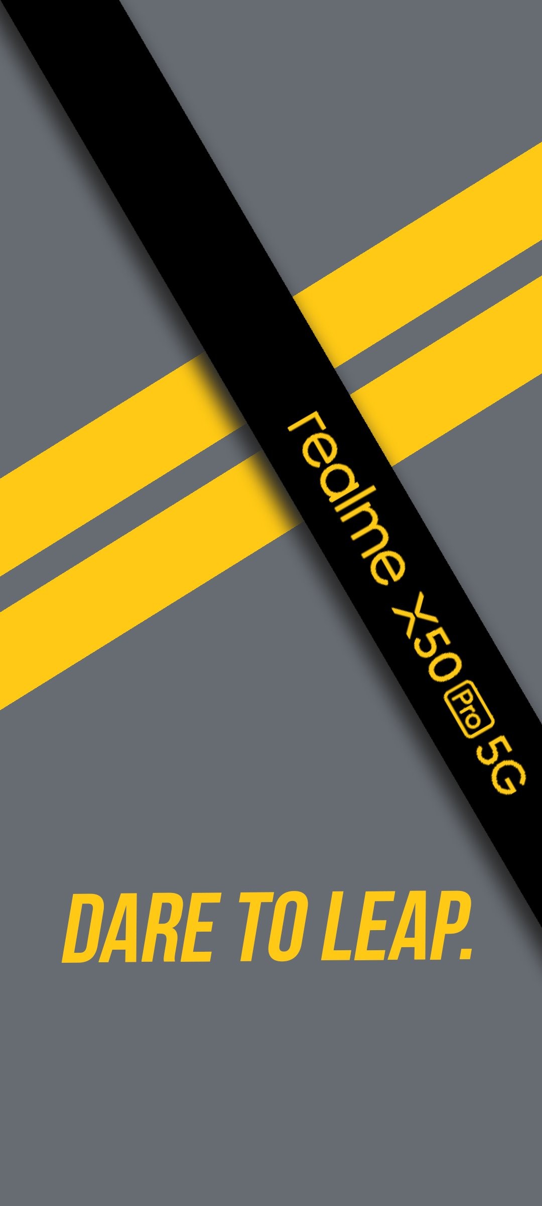 Logo Realme X50 grigio giallo, 1080x2400 Verticale, Mobile
