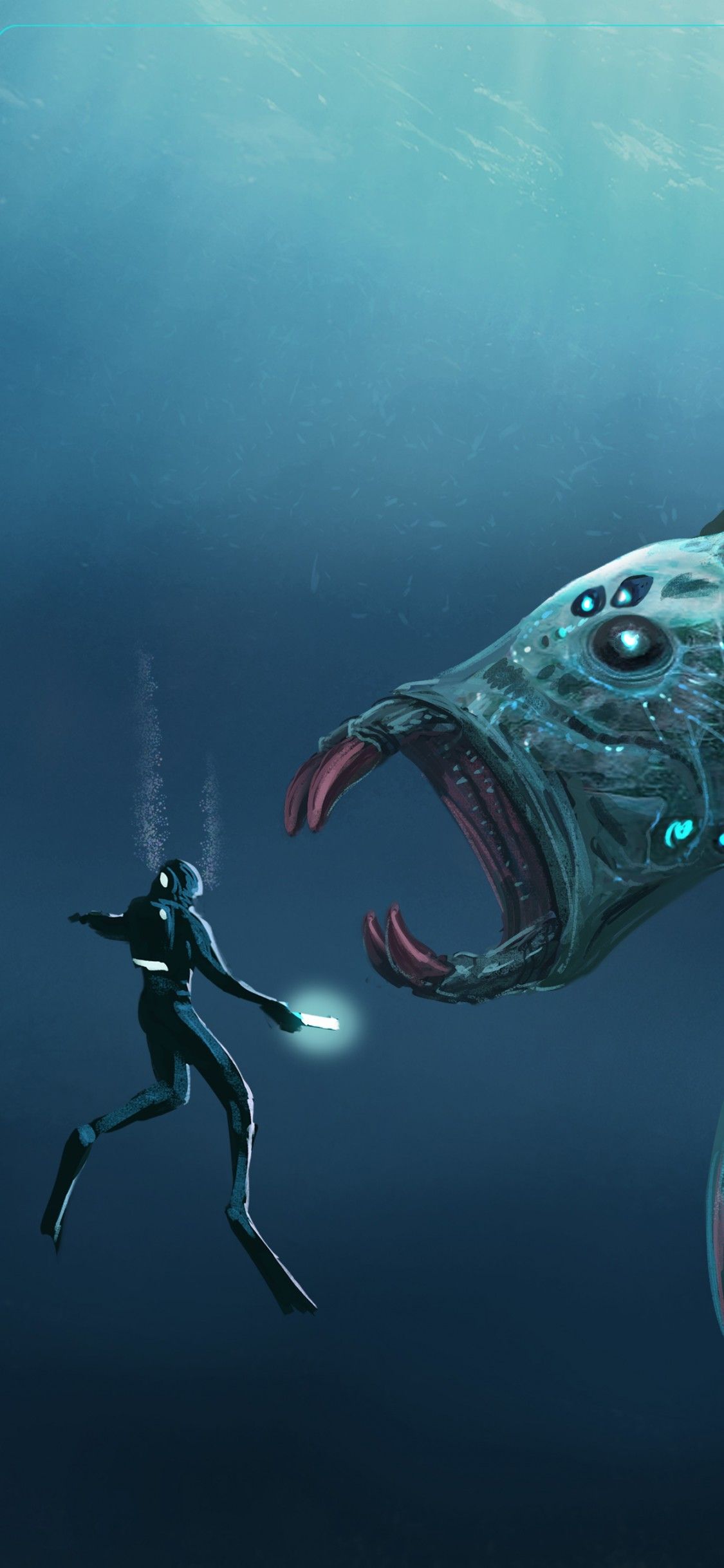 Reaper Leviathan Subnautica sott'acqua, 1125x2436 Full HD Verticale, Smartphone