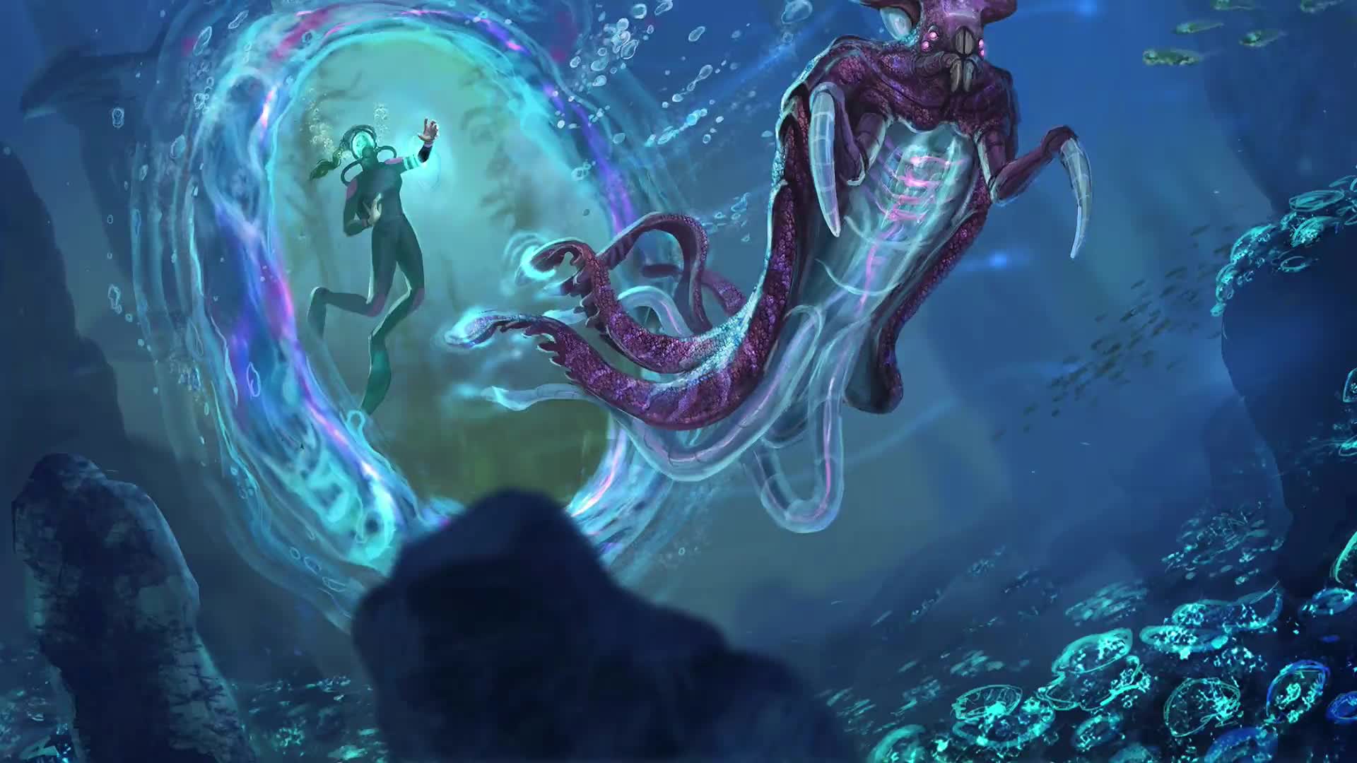 Reaper Leviatano Subnautica oceano, 1920x1080 Full HD 1080p, Desktop