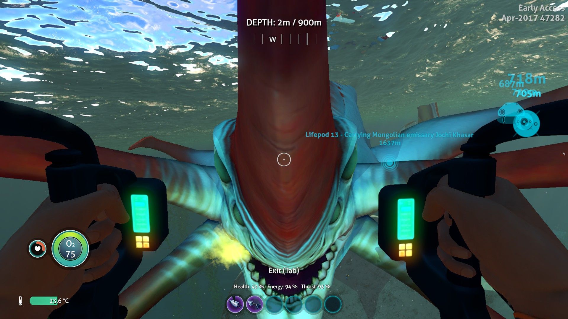 Reaper Leviathan Subnautica sott'acqua, 2560x1440 QHD, Laptop