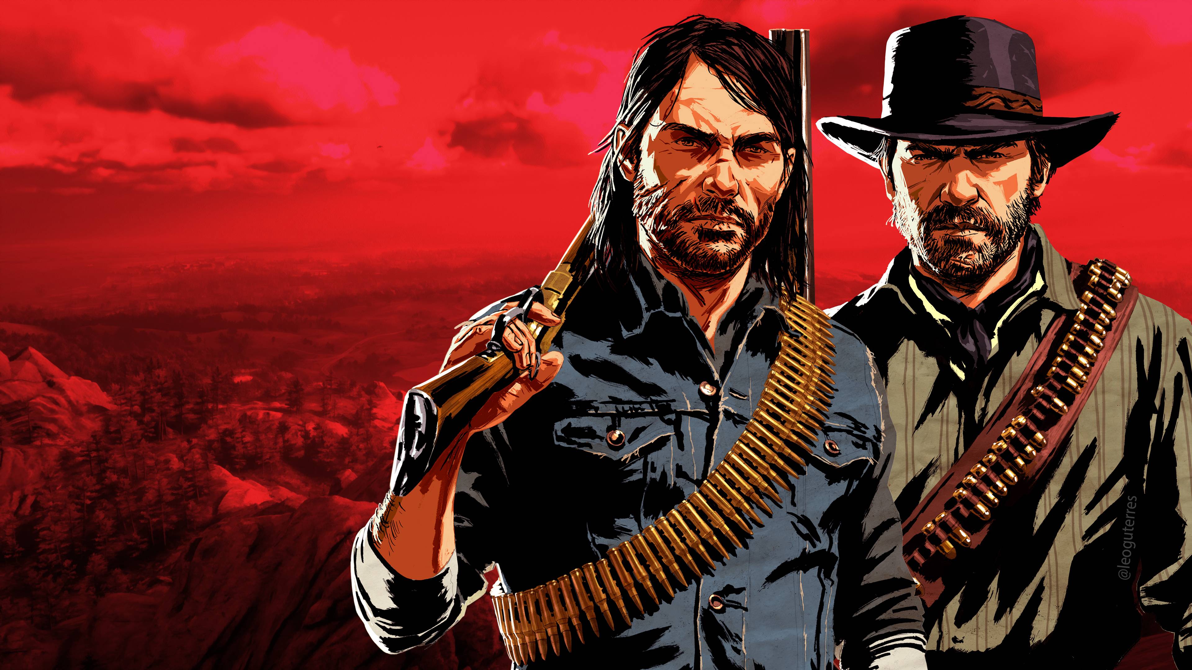 Red Dead Redemption personaggi cowboy, 3840x2160 UHD, PC 4K