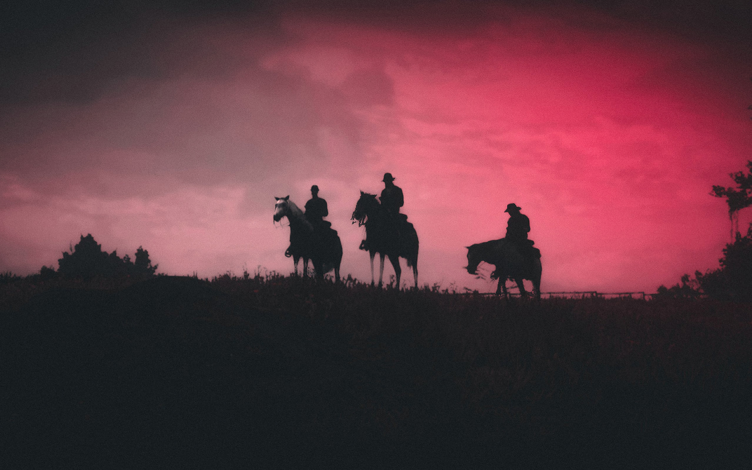 Cavalieri silhouette tramonto rosa, 2560x1600 2K+, Laptop