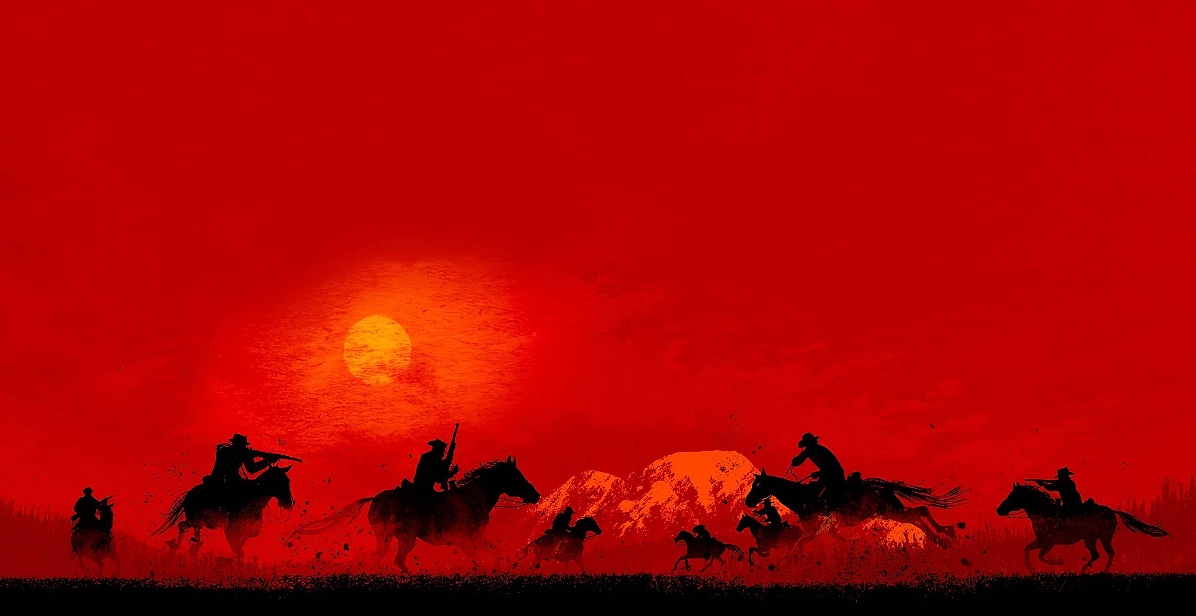 Cavalieri Red Dead Redemption 2, 3840x1978 Ultra HD, 4K TV