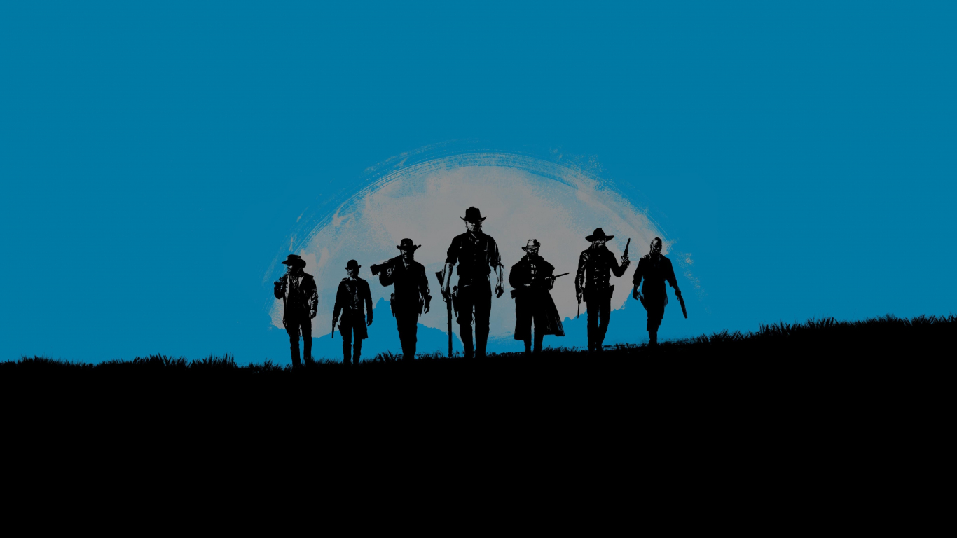 Red Dead Redemption 2 silhouette poster, 1366x768 720p, PC