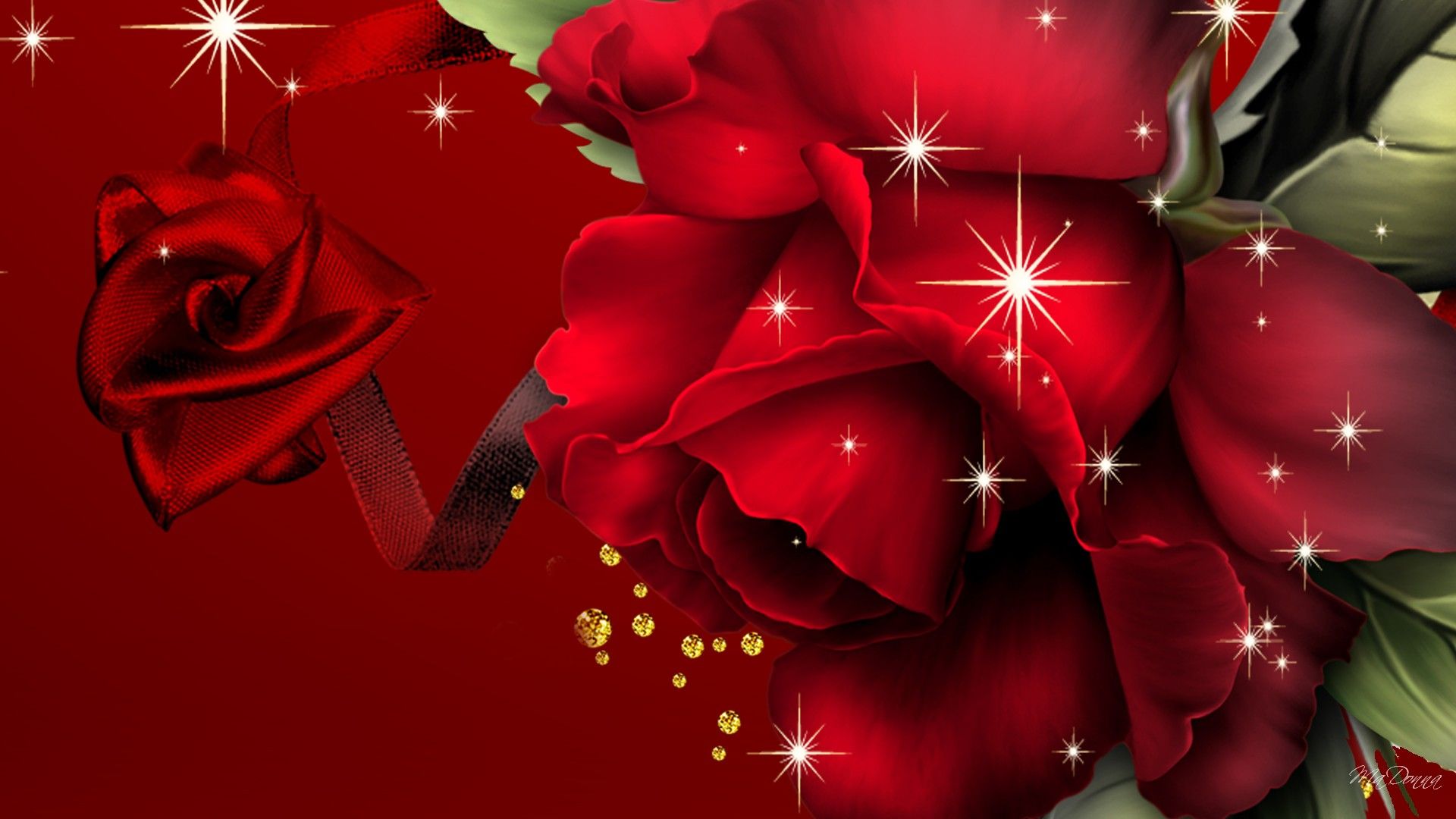 Rose rosse con scintille, 1920x1080 Full HD, PC