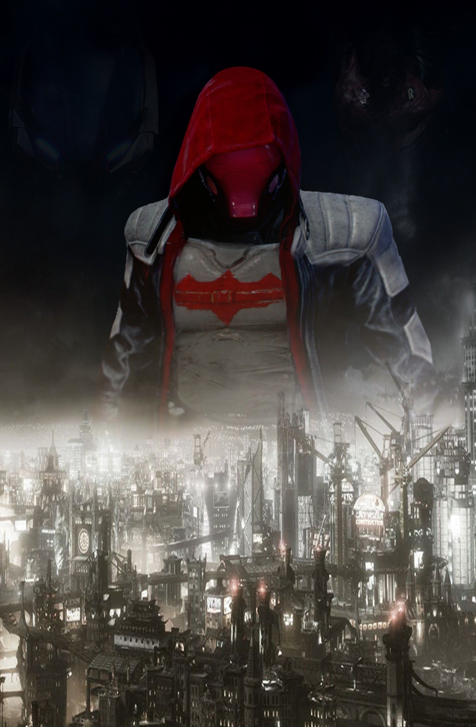 Red Hood sopra città Gotham, 1600x2443 Verticale, Telefono