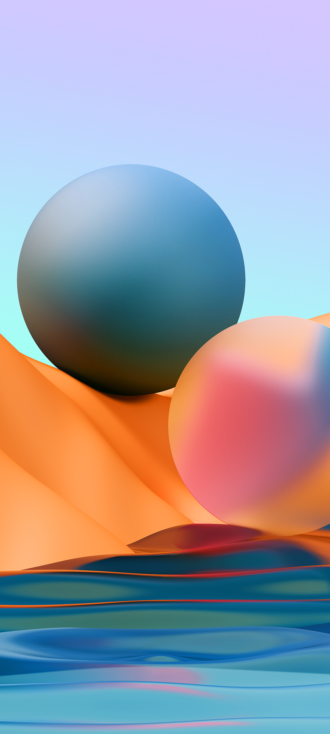 Onde astratte arancioni e rosa, 1080x2340 Verticale, Redmi Note