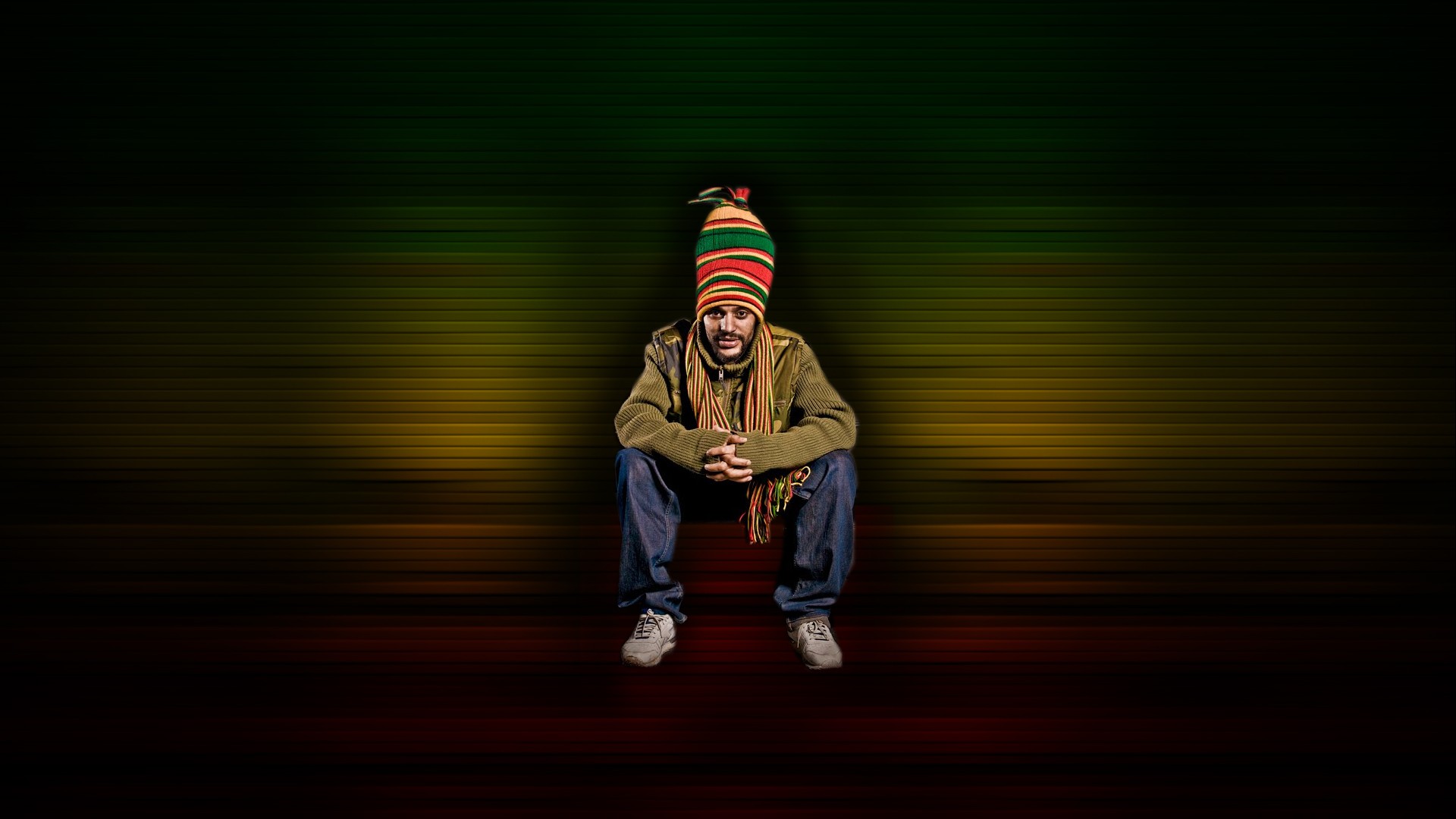 Uomo con berretto rasta seduto, 1920x1080 Full HD, PC