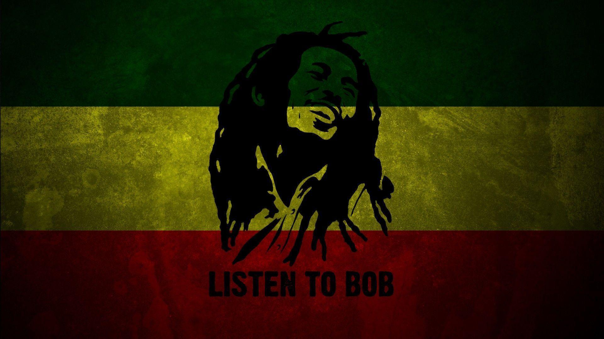Bob Marley silhouette bandiera reggae, 1920x1080 Full HD, Desktop