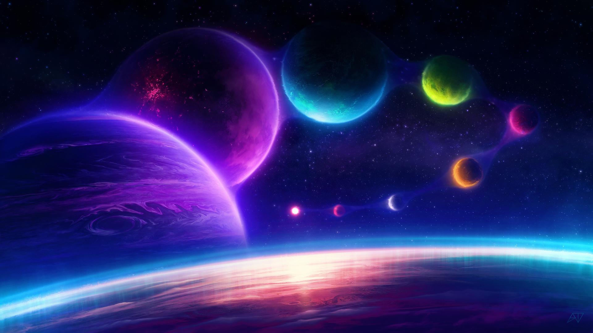 pianeti colorati spazio, 1920x1080 1080p, PC