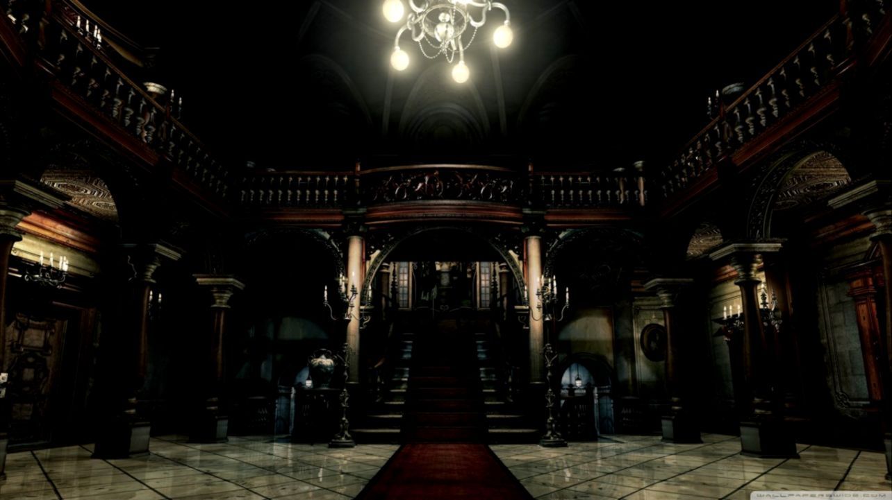 Villa Resident Evil, atrio scuro, 1284x721 720p, PC