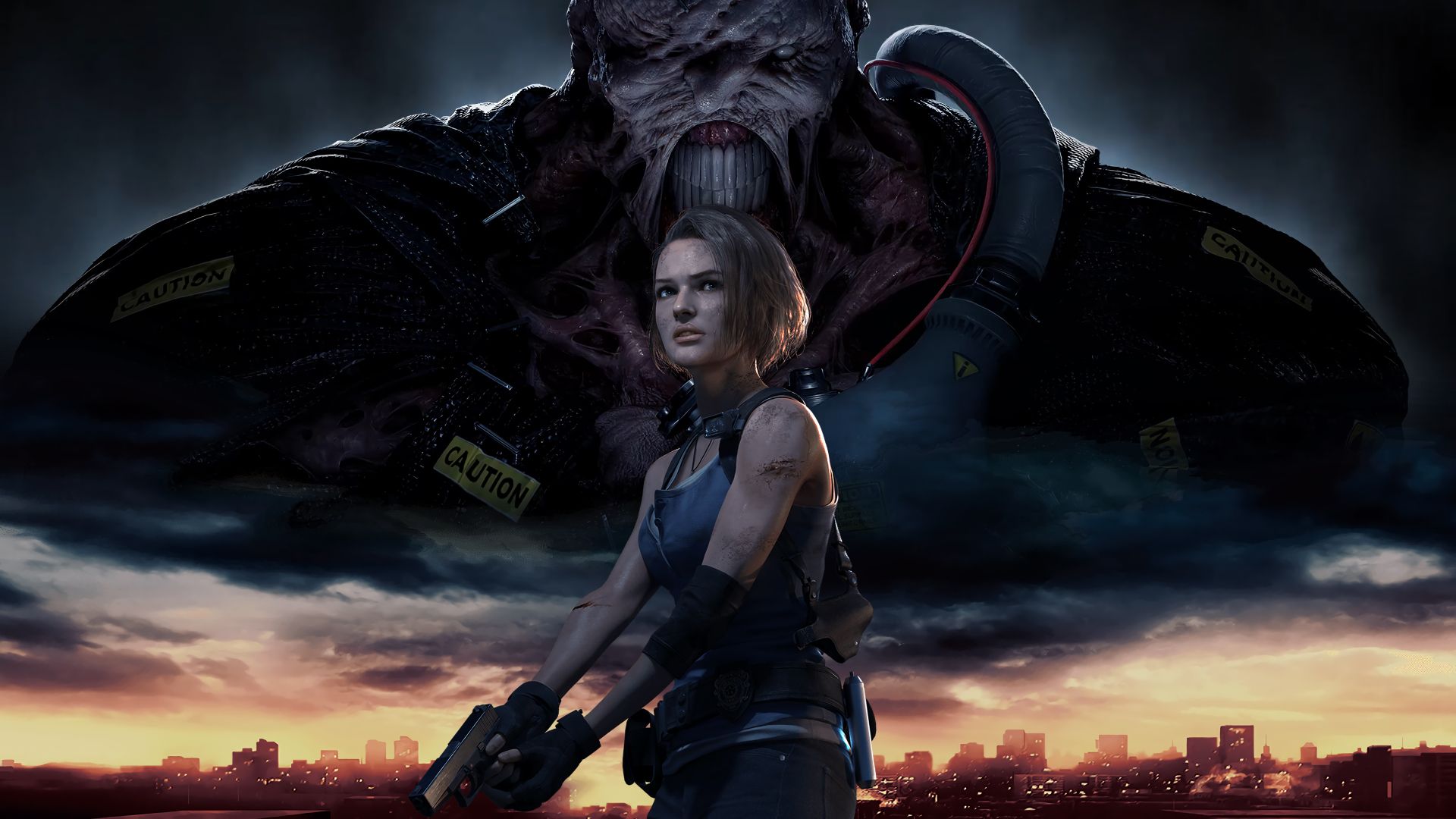 Resident Evil 3 Remake, Jill Valentine e Nemesis, 1920x1080 Full HD, PC