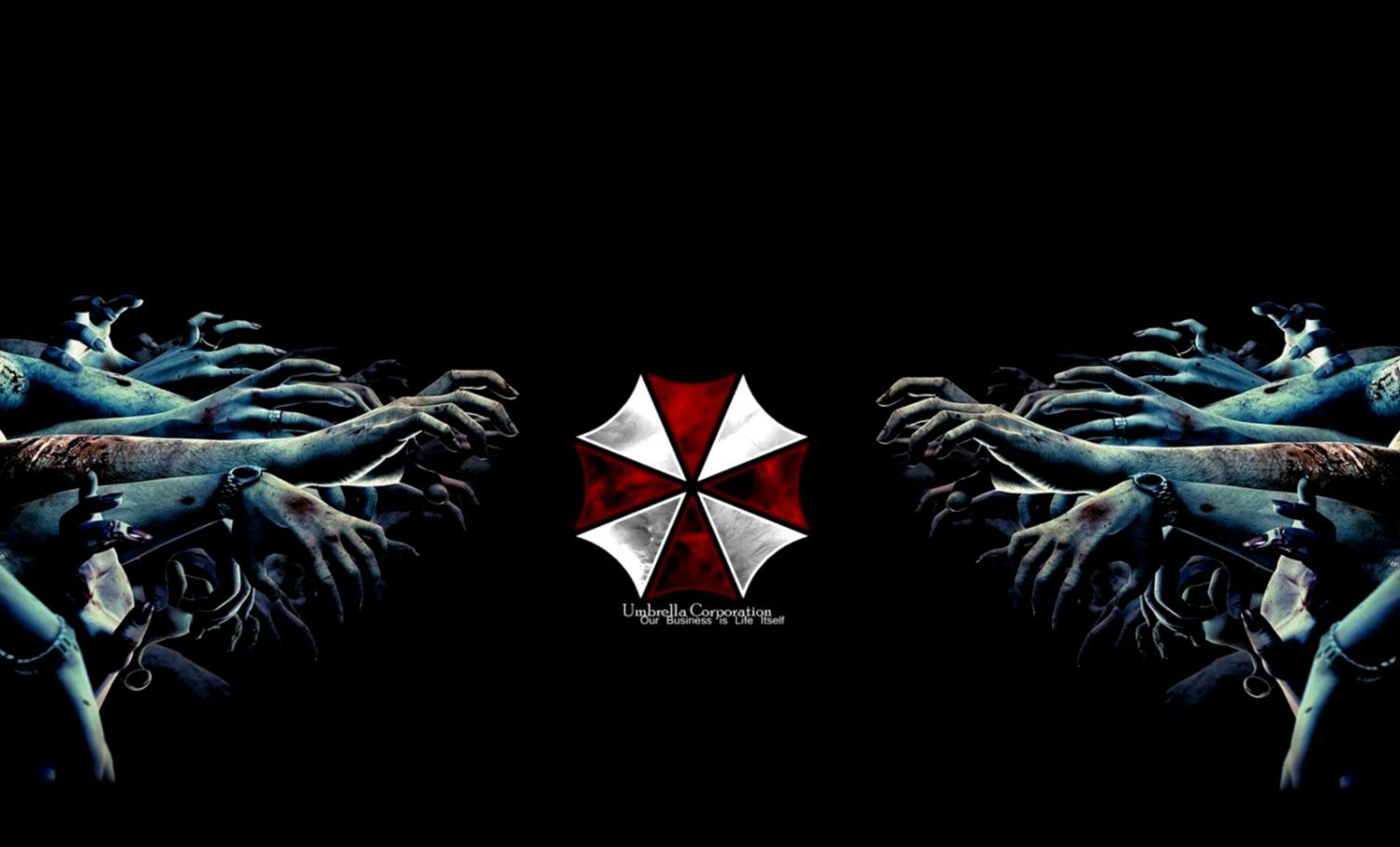 Logo Umbrella Resident Evil, mani zombie, 1504x910 HD, Desktop