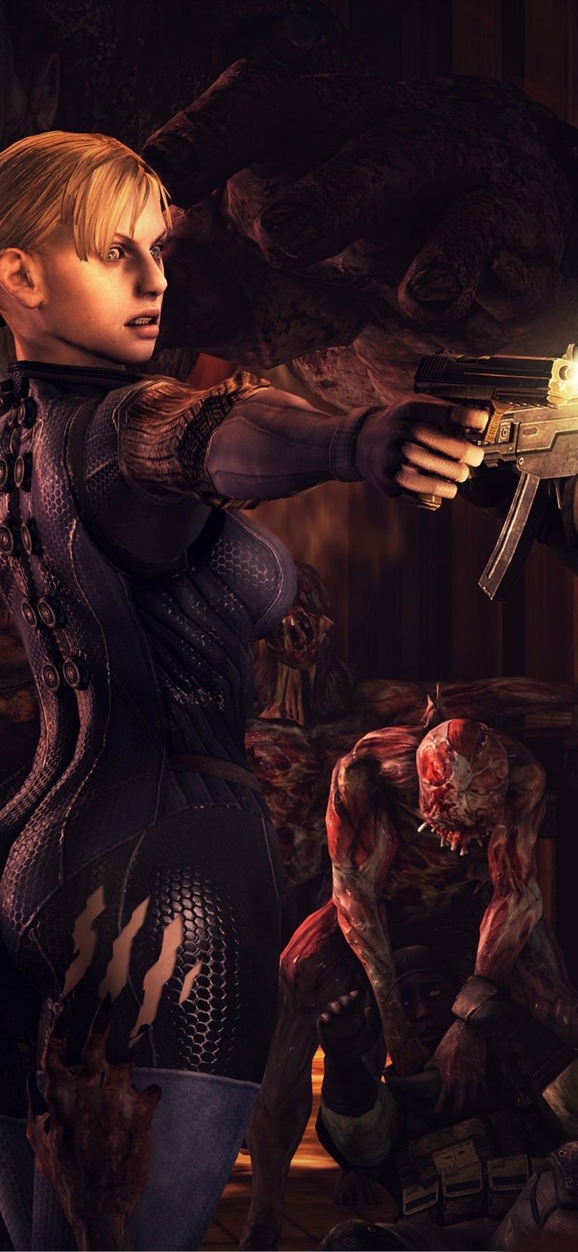 Resident Evil personaggio con pistola, 828x1792 Verticale, iPhone Pro