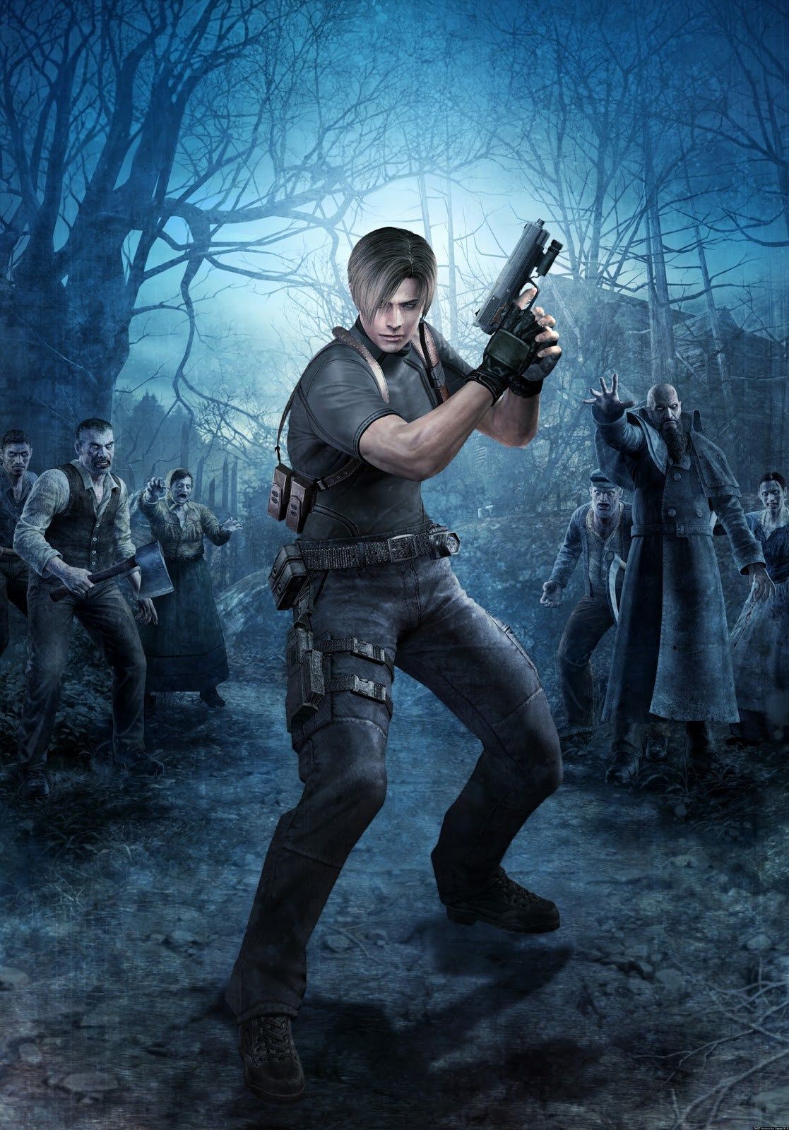 Leon Kennedy con pistola, zombie, 1117x1600 Verticale, iPhone Plus