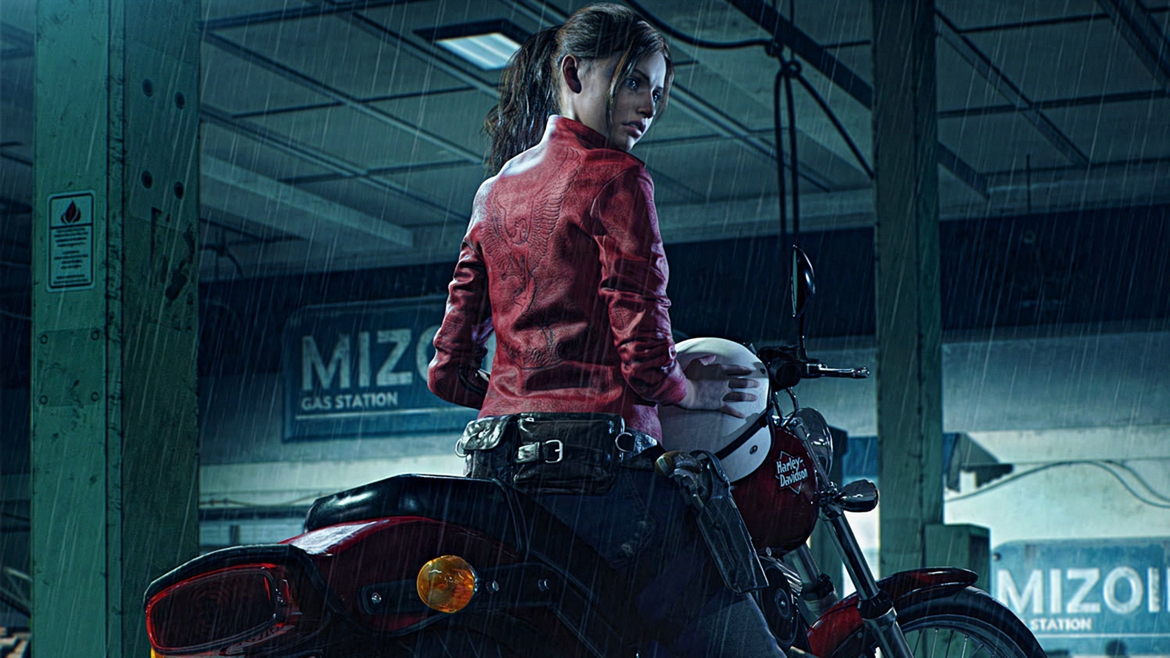 Claire Redfield con motocicletta, 3840x2160 UHD, PC 4K