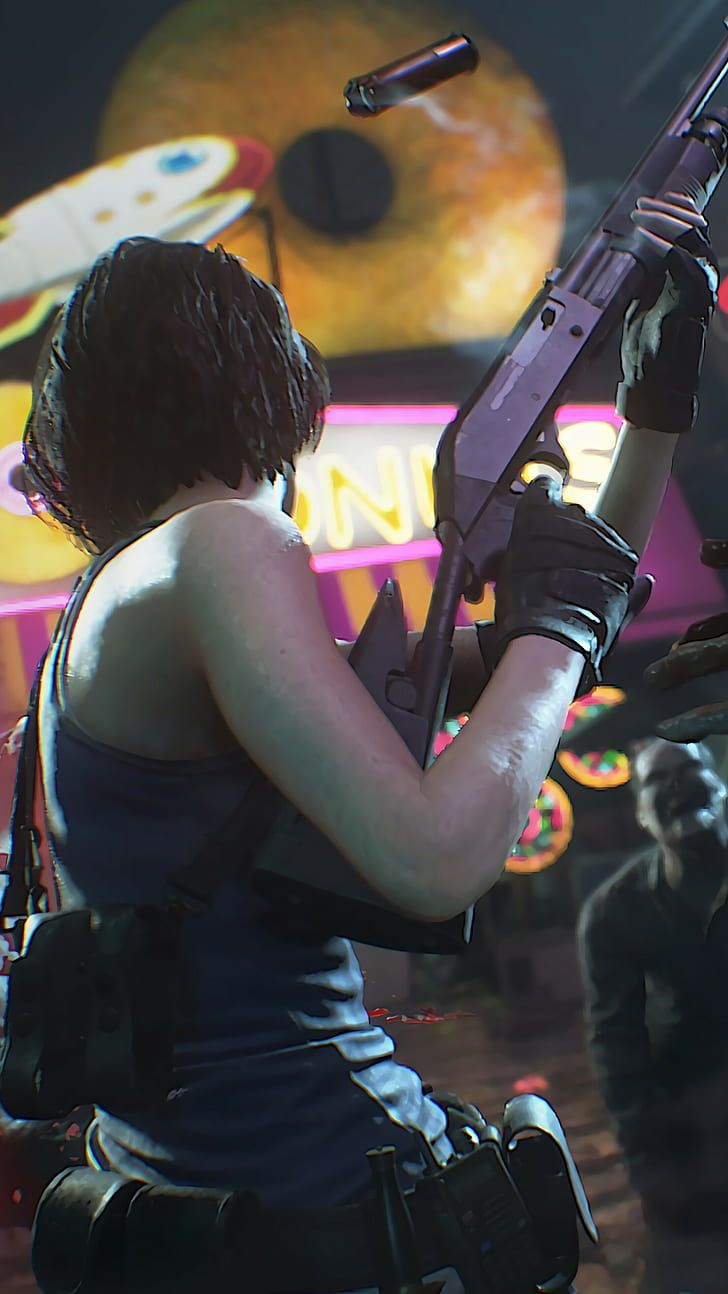 Jill Valentine con fucile, 728x1294 Full HD Verticale, iPhone