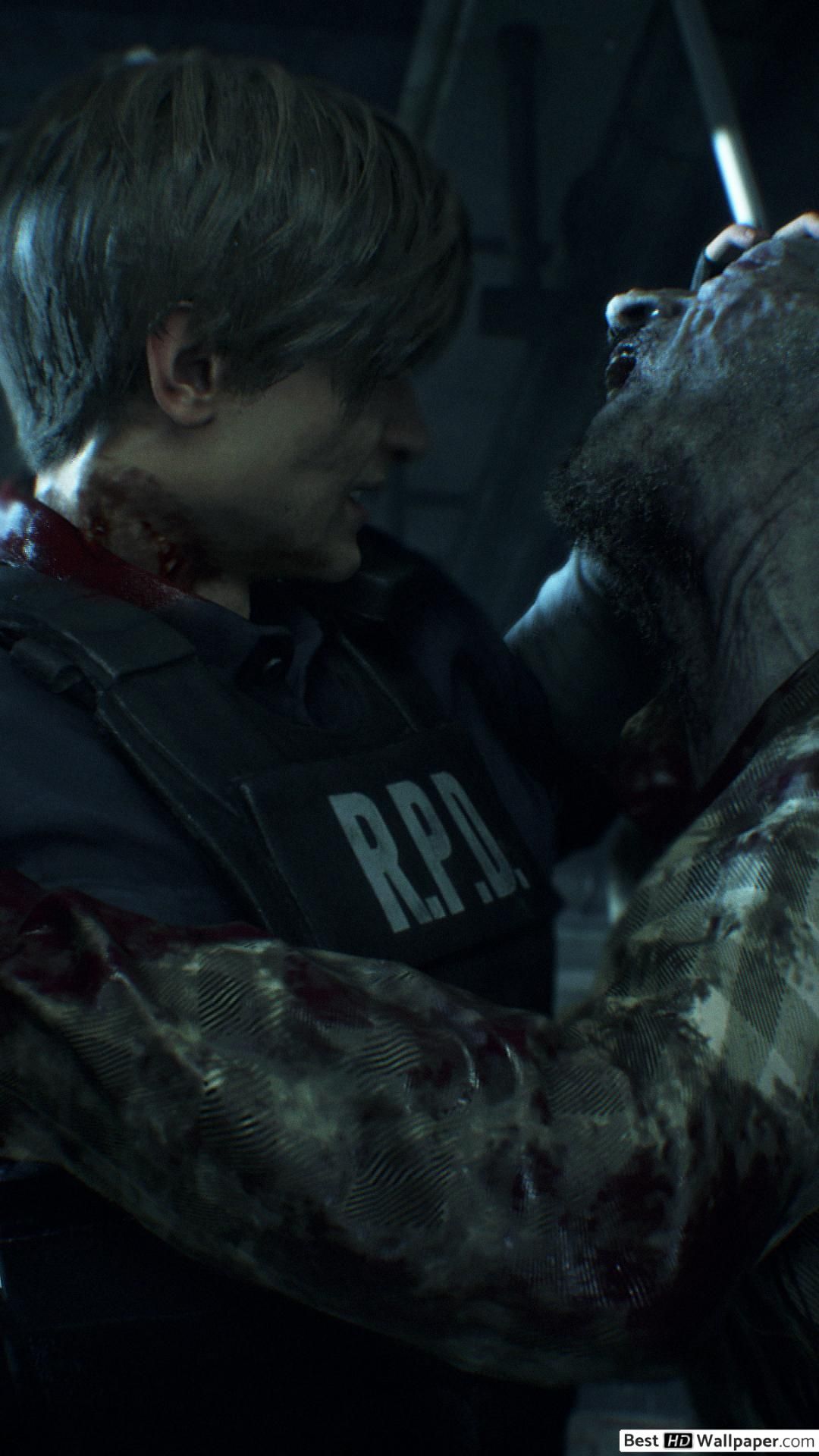 Leon Kennedy contro zombie, Resident Evil, 1080x1920 Verticale, iPhone Plus