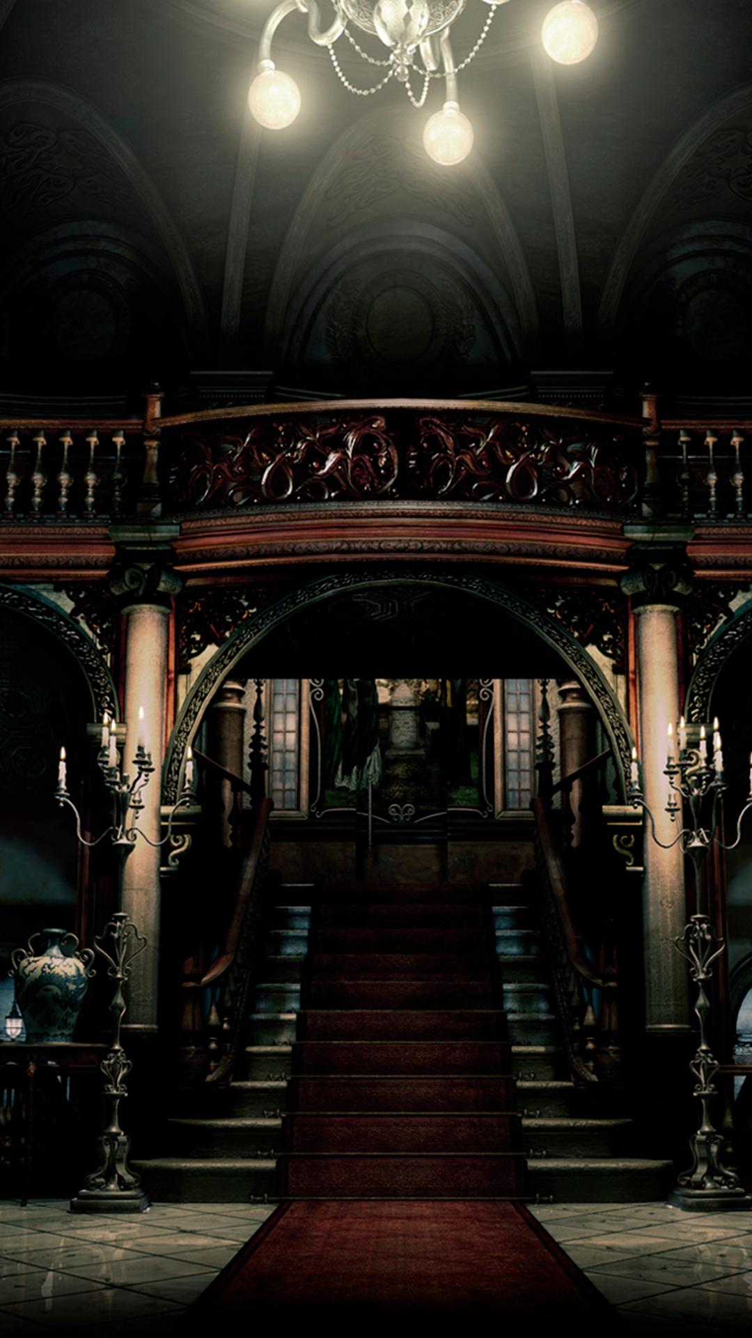 Villa Resident Evil scala interno, 1080x1920 Verticale, iPhone Pro Max
