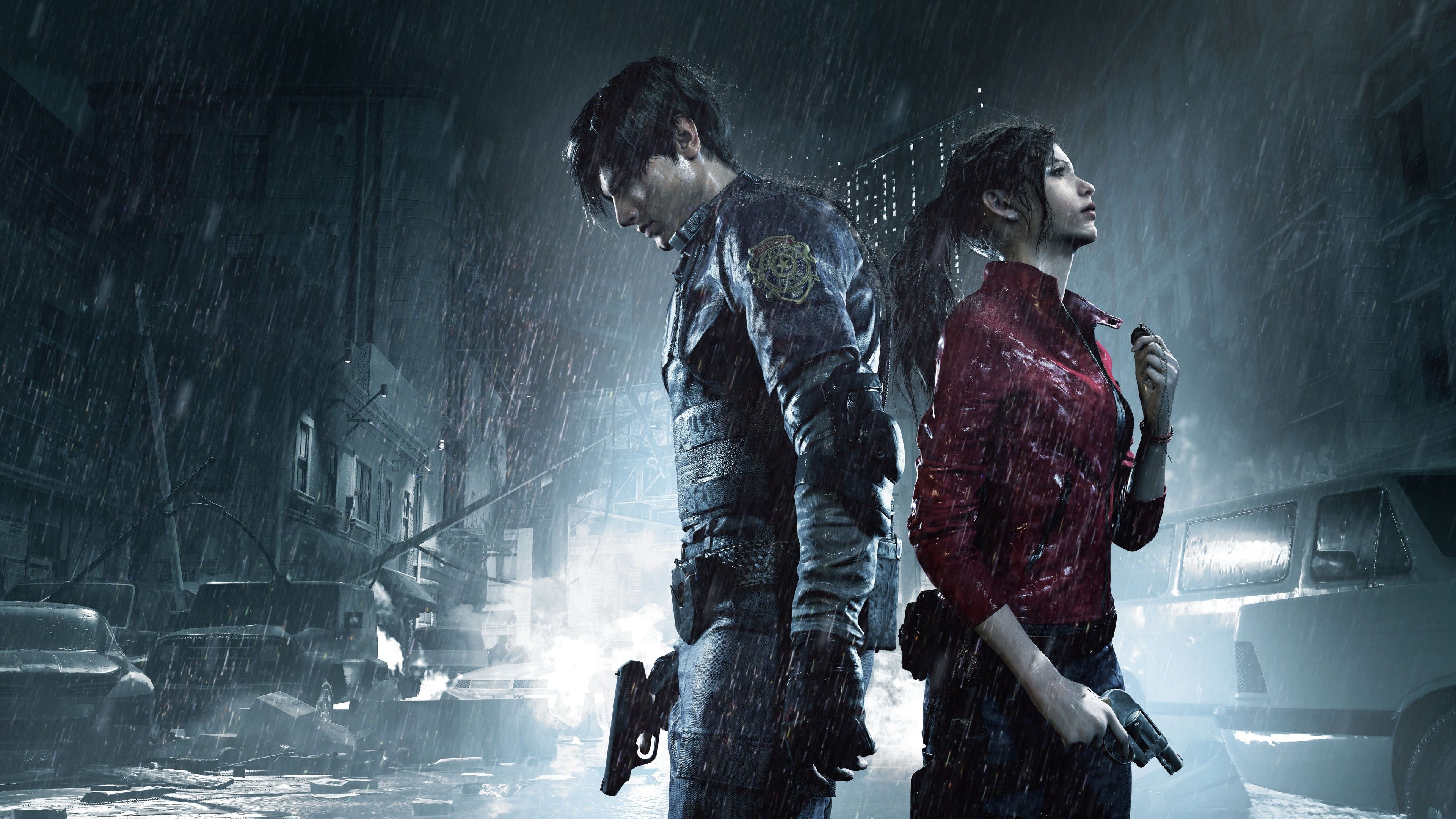 Leon e Claire Resident Evil 2, survival horror, 3840x2160 4K, Desktop 4K