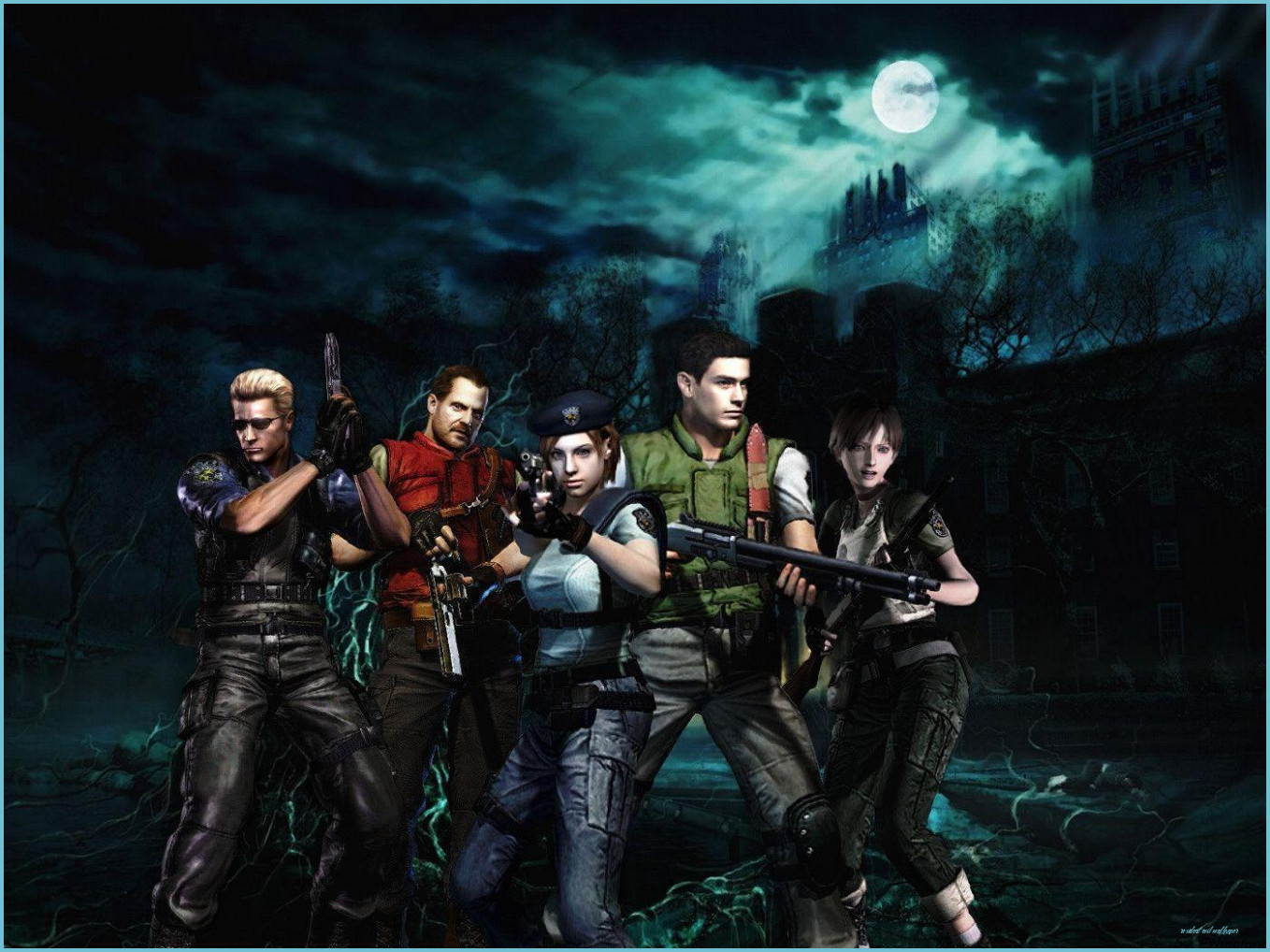 Resident Evil personaggi con armi, 1358x1018 HD, Desktop