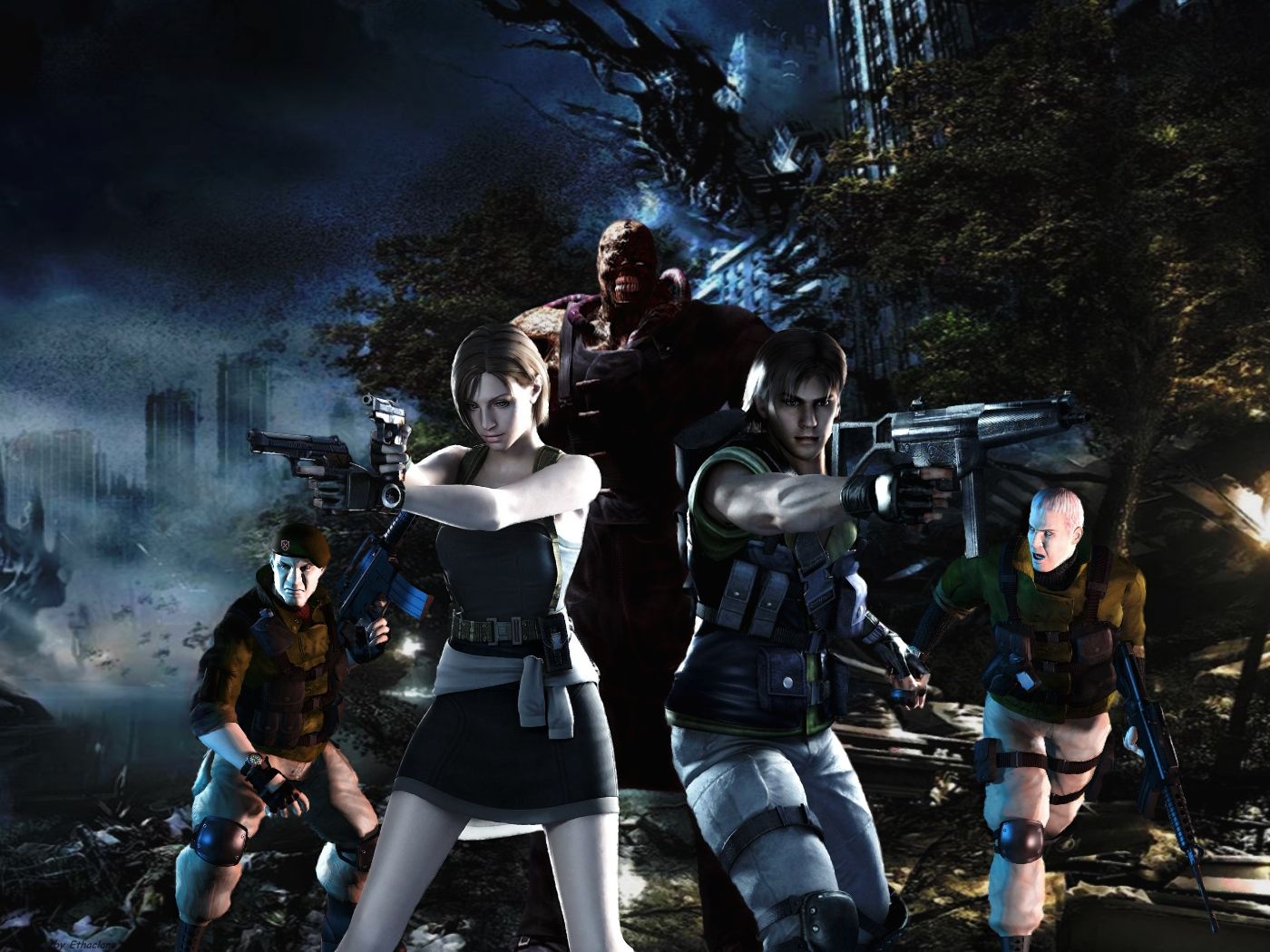 Personaggi Resident Evil armati, 1400x1050 720p, PC
