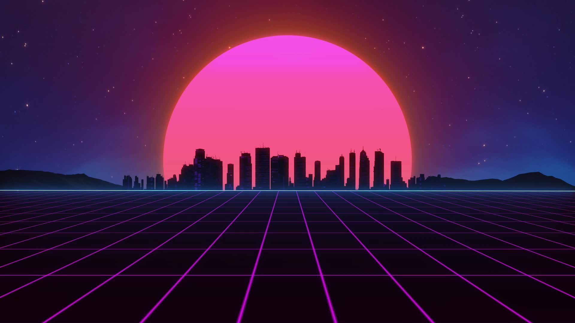 Sole rosa skyline retrowave, 1920x1080 Full HD 1080p, PC Desktop