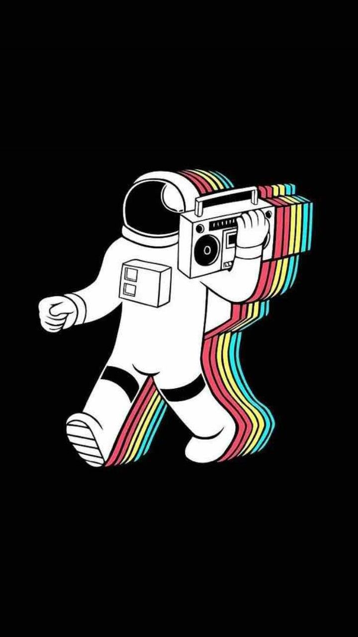 Astronauta con boombox retrò, 720x1280 Verticale, Mobile
