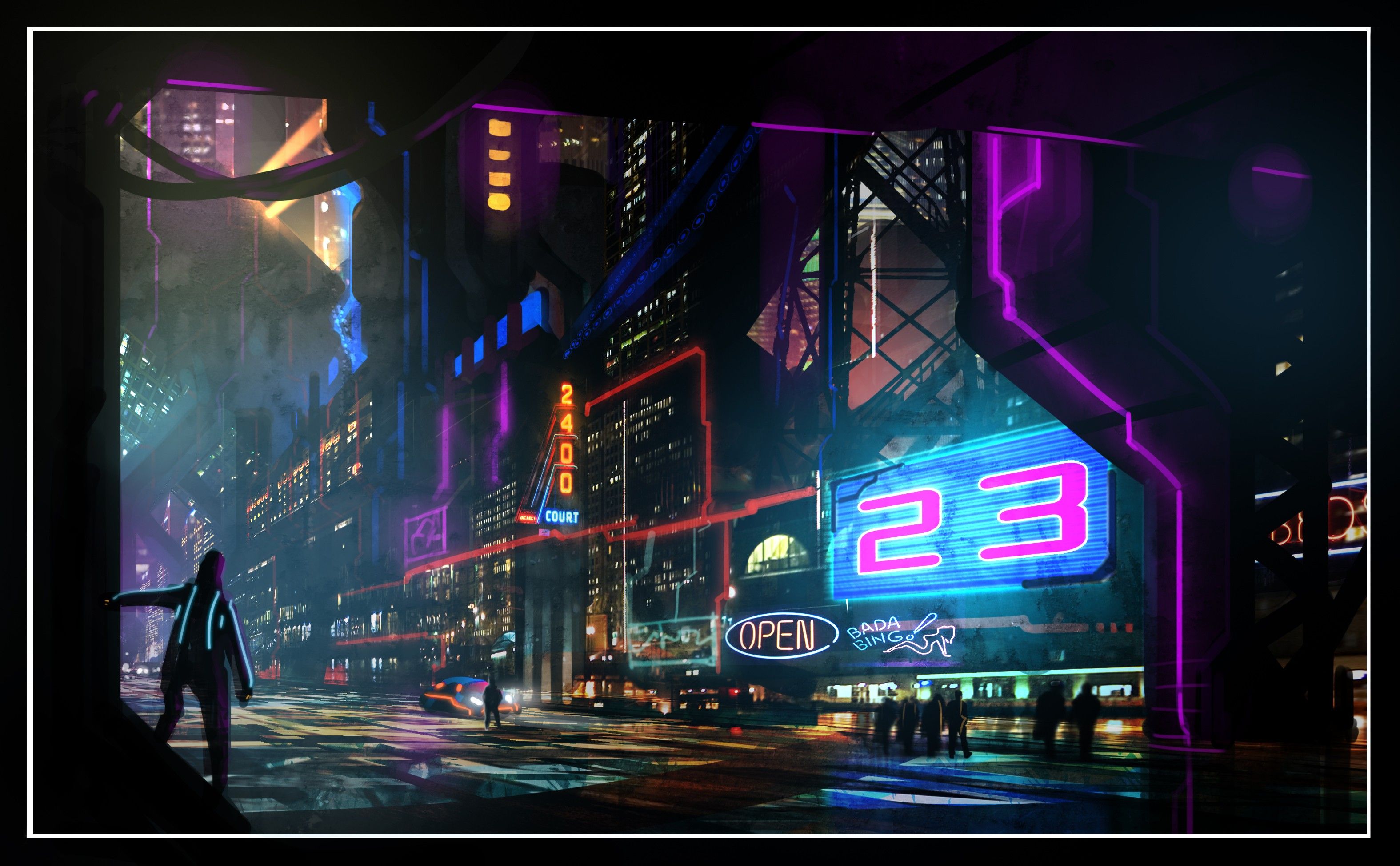 Città cyberpunk neon notturna, 3150x1950 WQXGA, Laptop