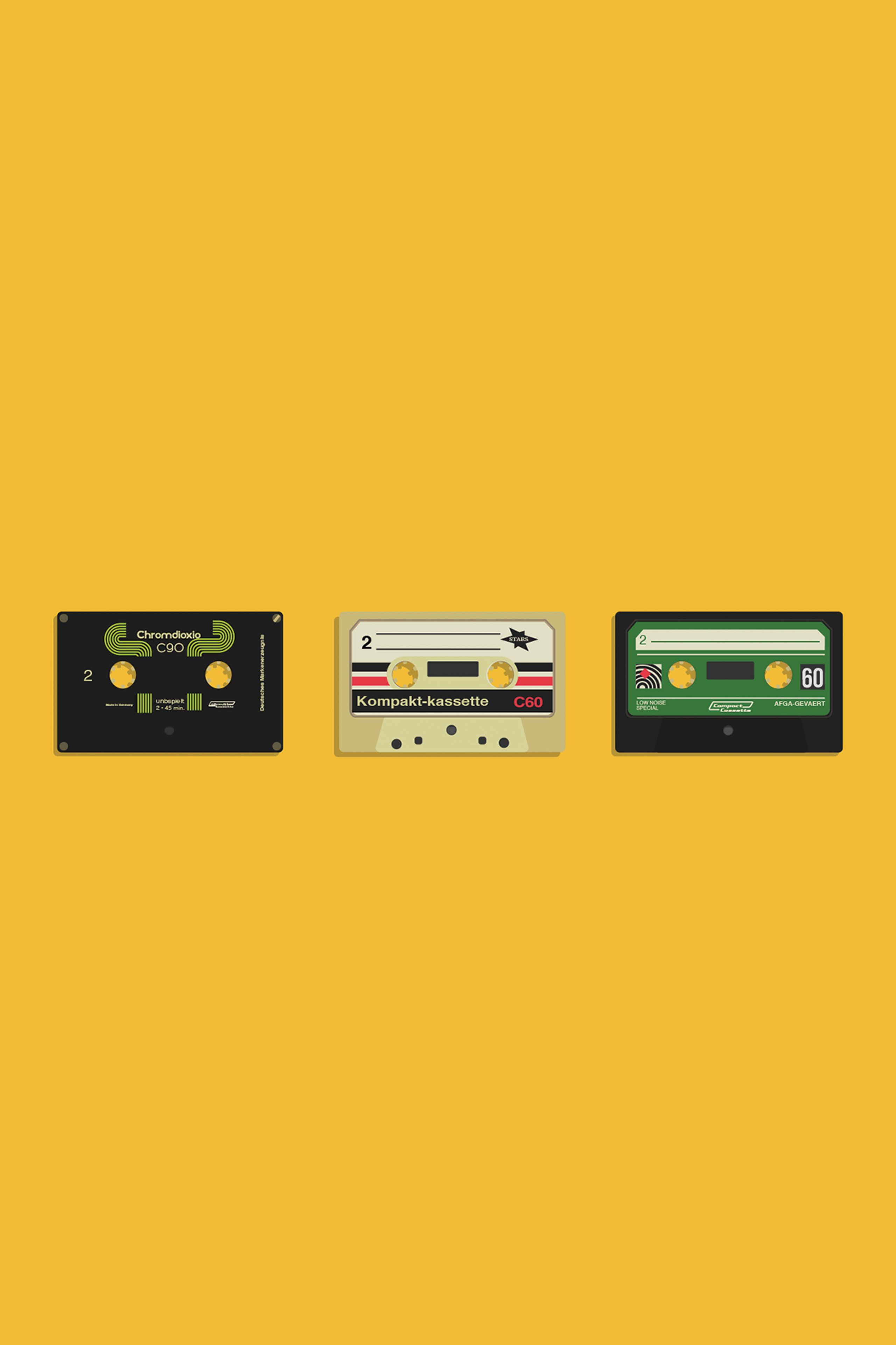 Cassette audio retro gialle, 2560x3840 Full HD Verticale, iPhone Pro