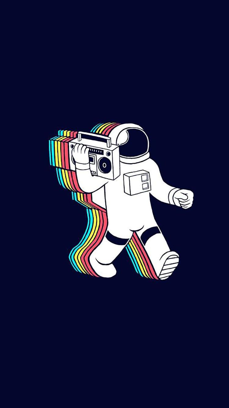 Astronauta scia arcobaleno retro, 750x1334 Full HD Verticale, iPhone Pro