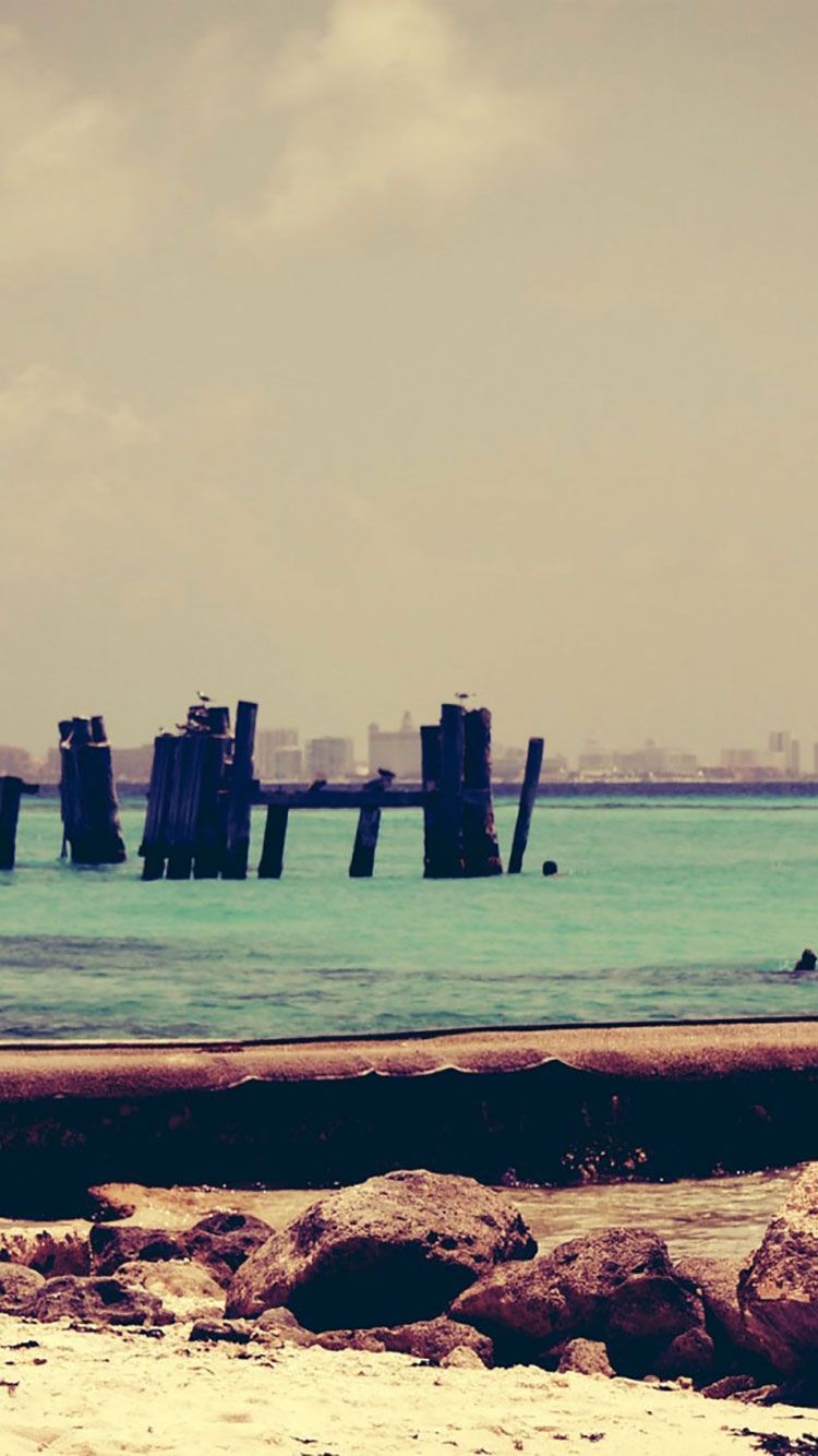 Molo diroccato mare retro, 750x1334 Full HD Verticale, iPhone Pro