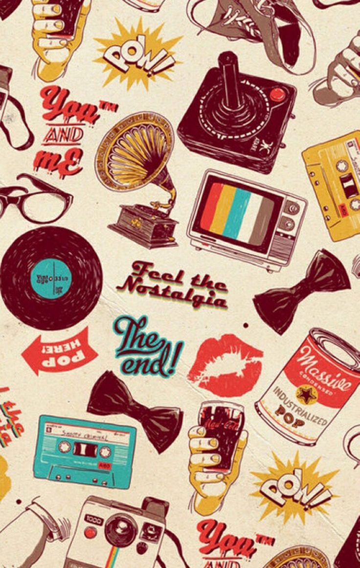 Pattern retro oggetti vintage, 736x1160 Full HD Verticale, iPhone Plus